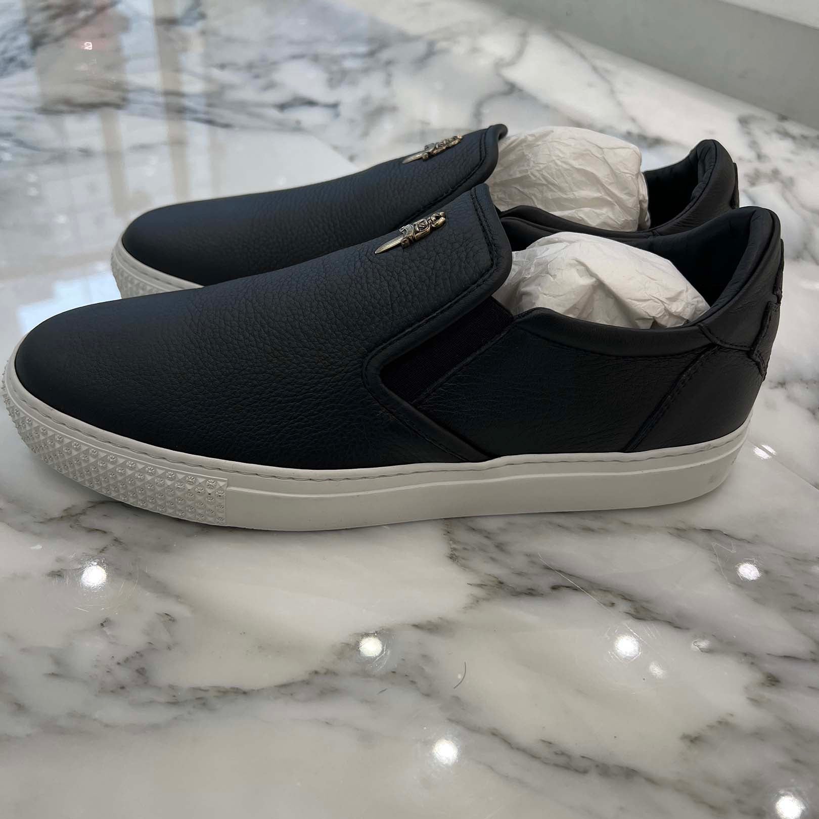 CHROME HEARTS CH Plus Leather Patch Dagger Slip On Size 42 (26.5cm-27cm) クロムハーツ CHプラス レザーパッチ ダガー スリッポン サイズ42 (26.5cm-27cm)