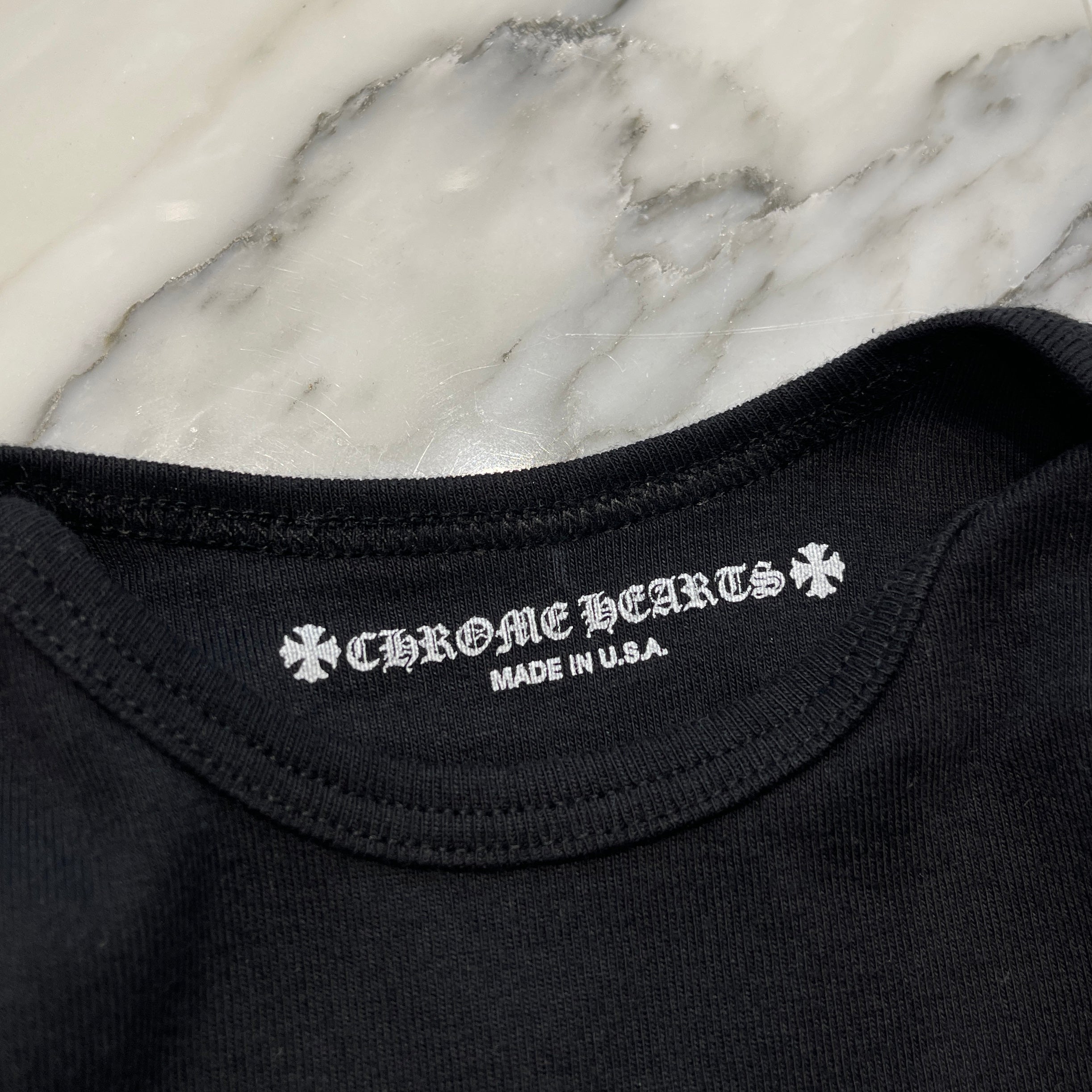 CHROME HEARTS Floral Cross Back Scroll Label Baby Long Sleeve Tee Size 6M（52/40）クロムハーツ フローラルクロス バックスクロールラベル ベビー ロングスリーブTシャツ サイズ6マンス（52/40）