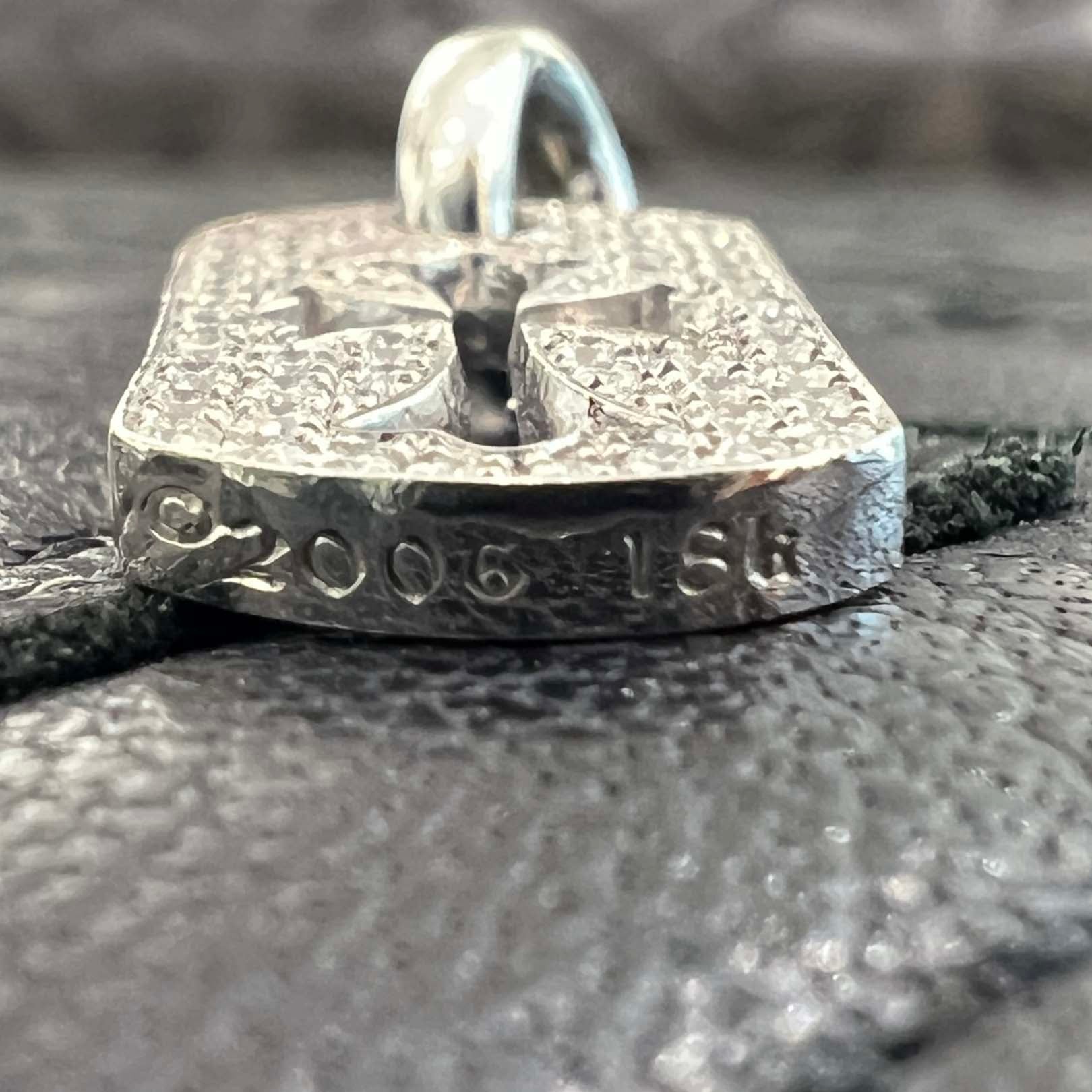 CHROME HEARTS 18K WG Tiny Cut Out Cross Dock Tag Pendant Charm Pave Diamond クロムハーツ 18K ホワイトゴールド タイニー カットアウトクロス ドッグタグ ペンダントチャーム パヴェダイヤモンド