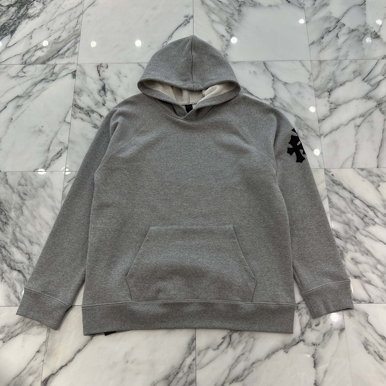 CHROME HEARTS Y NOT Cemetery Cross Leather Patch Pullover Hoodie Size XL クロムハーツ ワイノット セメタリークロス レザーパッチ プルオーバーフーディー サイズXL