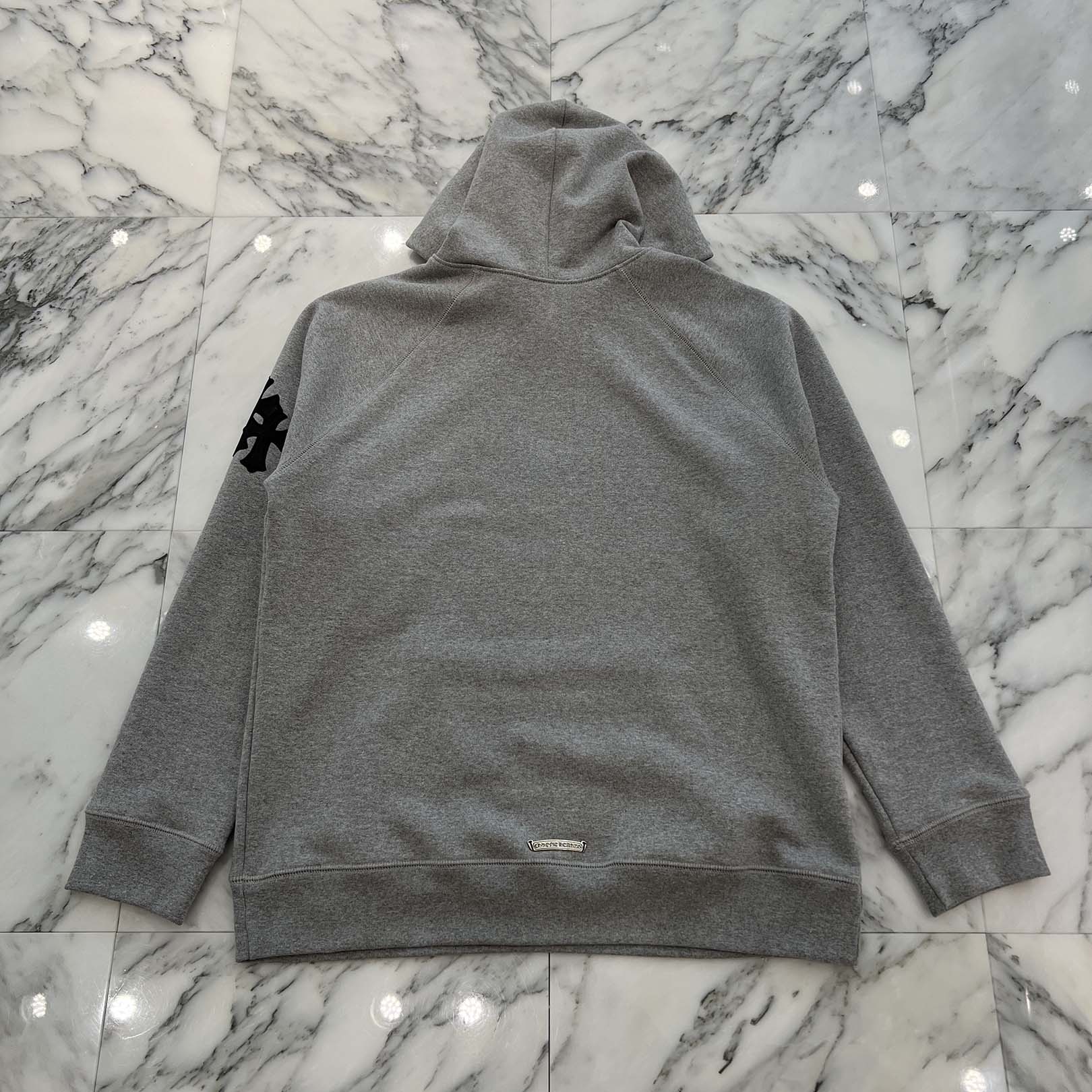 CHROME HEARTS Y NOT Cemetery Cross Leather Patch Pullover Hoodie