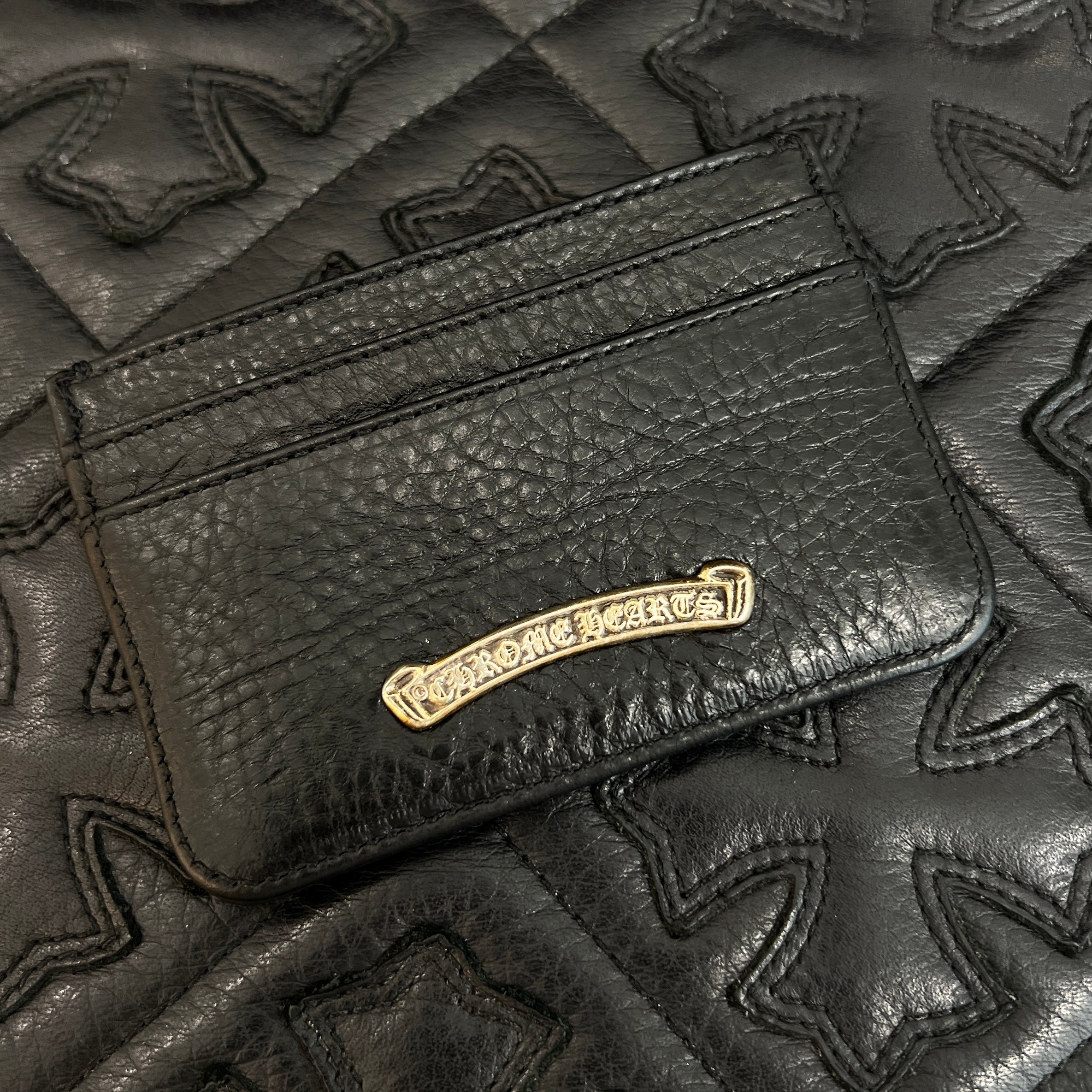 CHROME HEARTS Scroll Double Side Leather Card Case クロム