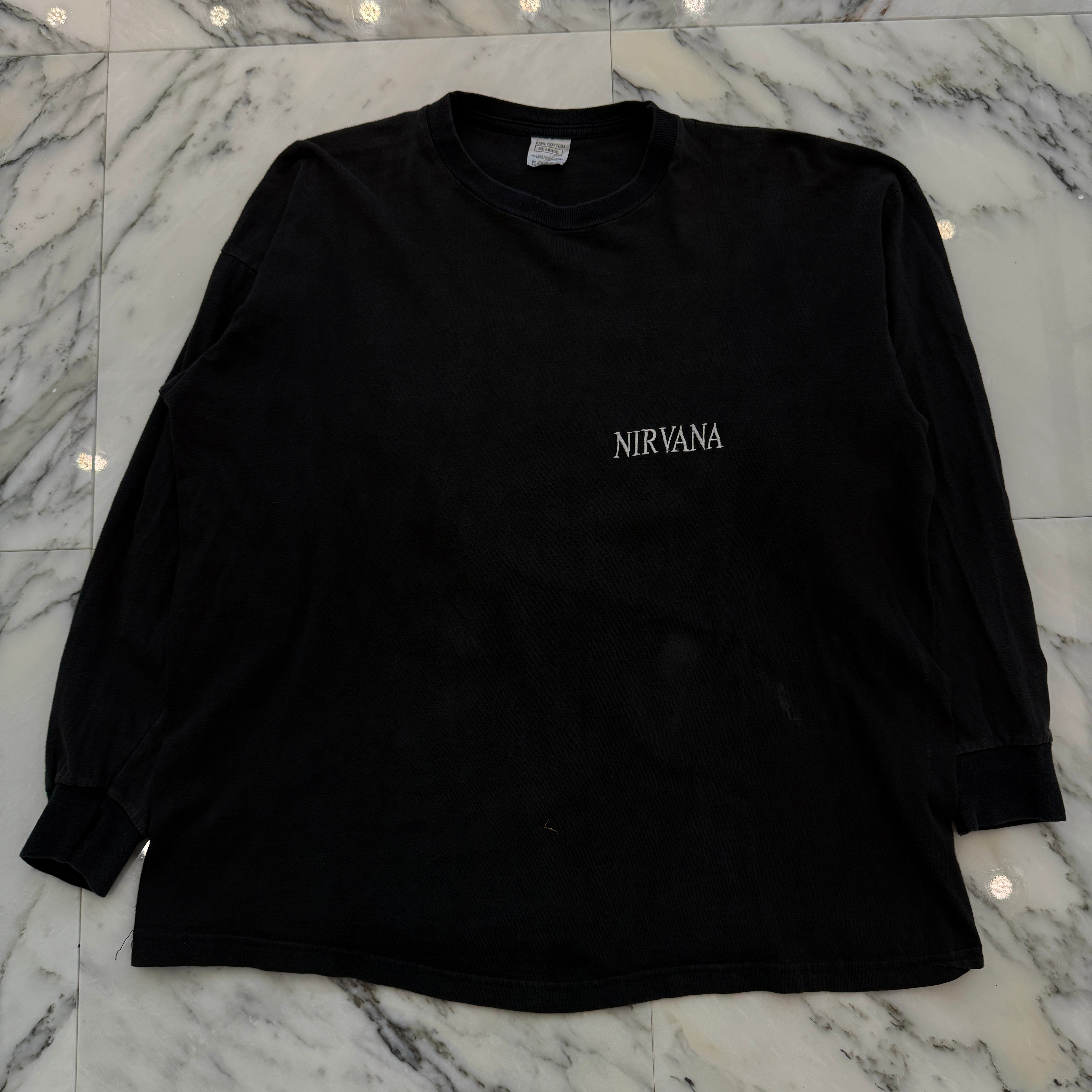 Vintage 90s Nirvana Kurt Cobain "One Dollar Euro" L/S Tee Size XL 90's ニルヴァーナ カートコバーン "ドル札ユーロ" ロングスリーブ Tシャツ サイズXL
