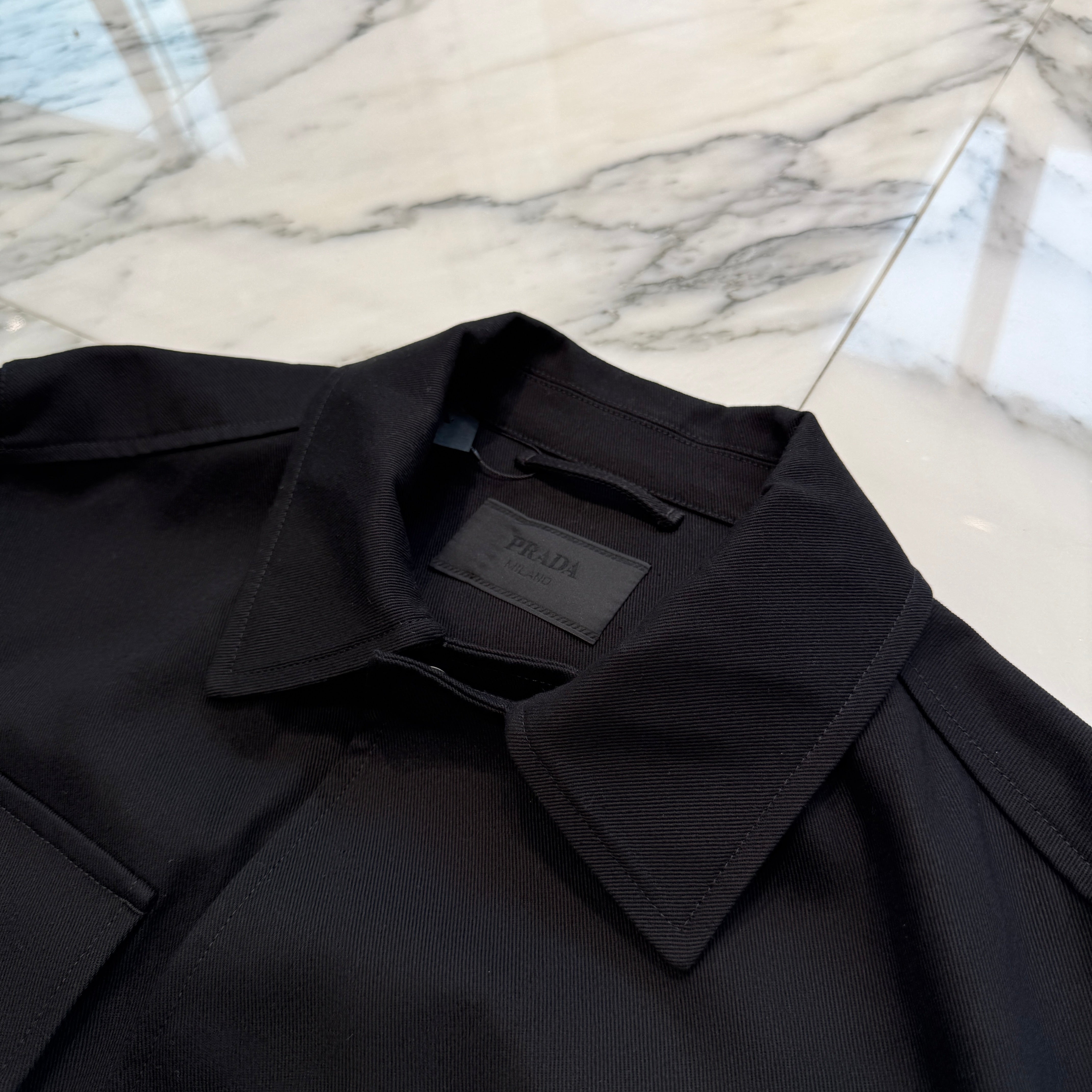 PRADA 2025SS Triangle Logo Black Cotton Jacket SGC830 S000 11BZ Size L プラダ トライアングルロゴ ブラックコットンジャケット サイズL