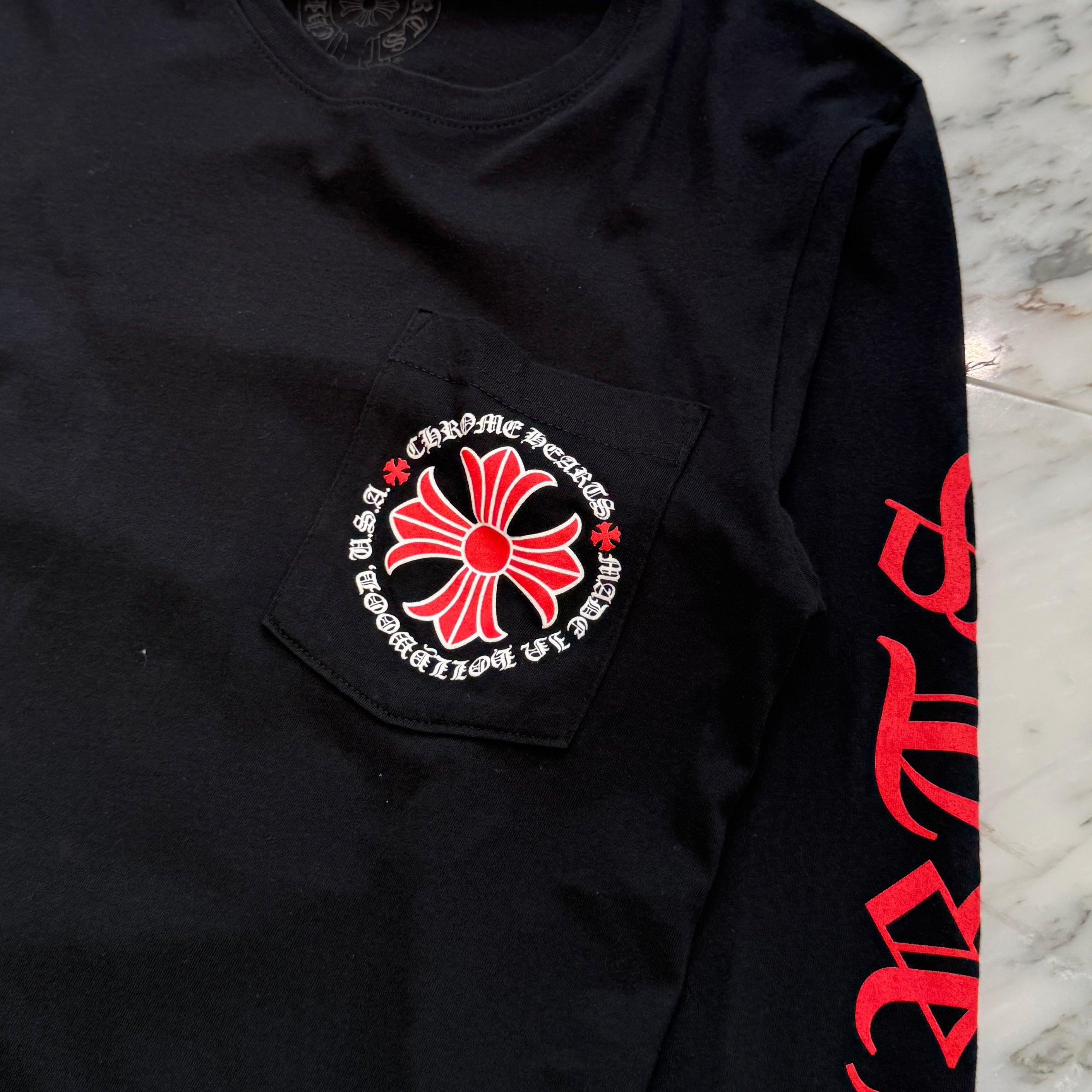 CHROME HEARTS Made In Hollywood Red CH Plus Long Sleeve Tee SizeS クロムハーツ メイドインハリウッド CHプラス ロングスリーブTシャツ サイズS