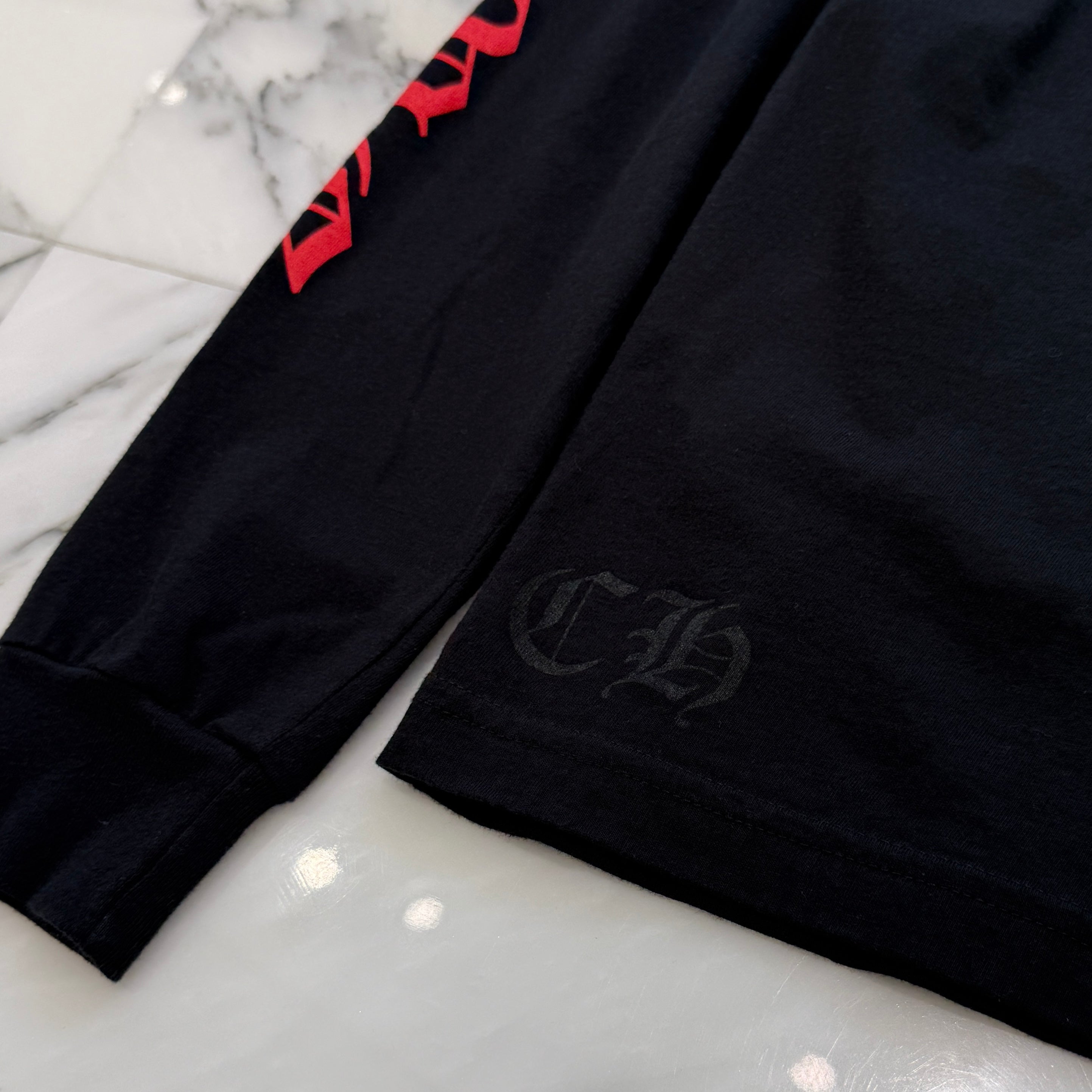 ◆CHROME HEARTS◆CH メイドインハリウッド LS Tシャツ CHROME HEARTS Made In Hollywood Red CH Plus Long Sleeve Tee
