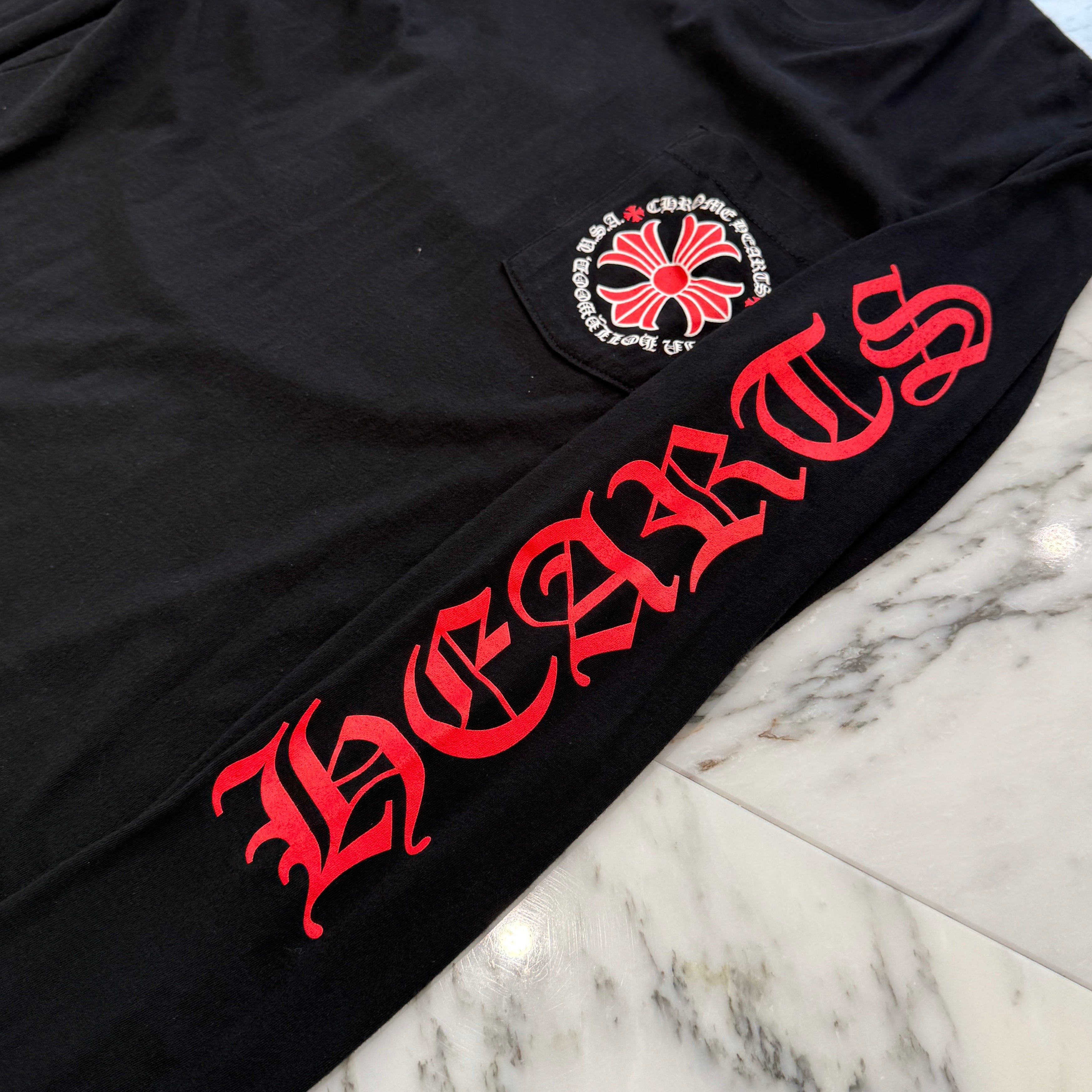 CHROME HEARTS Made In Hollywood Red CH Plus Long Sleeve Tee SizeS クロムハーツ メイドインハリウッド CHプラス ロングスリーブTシャツ サイズS