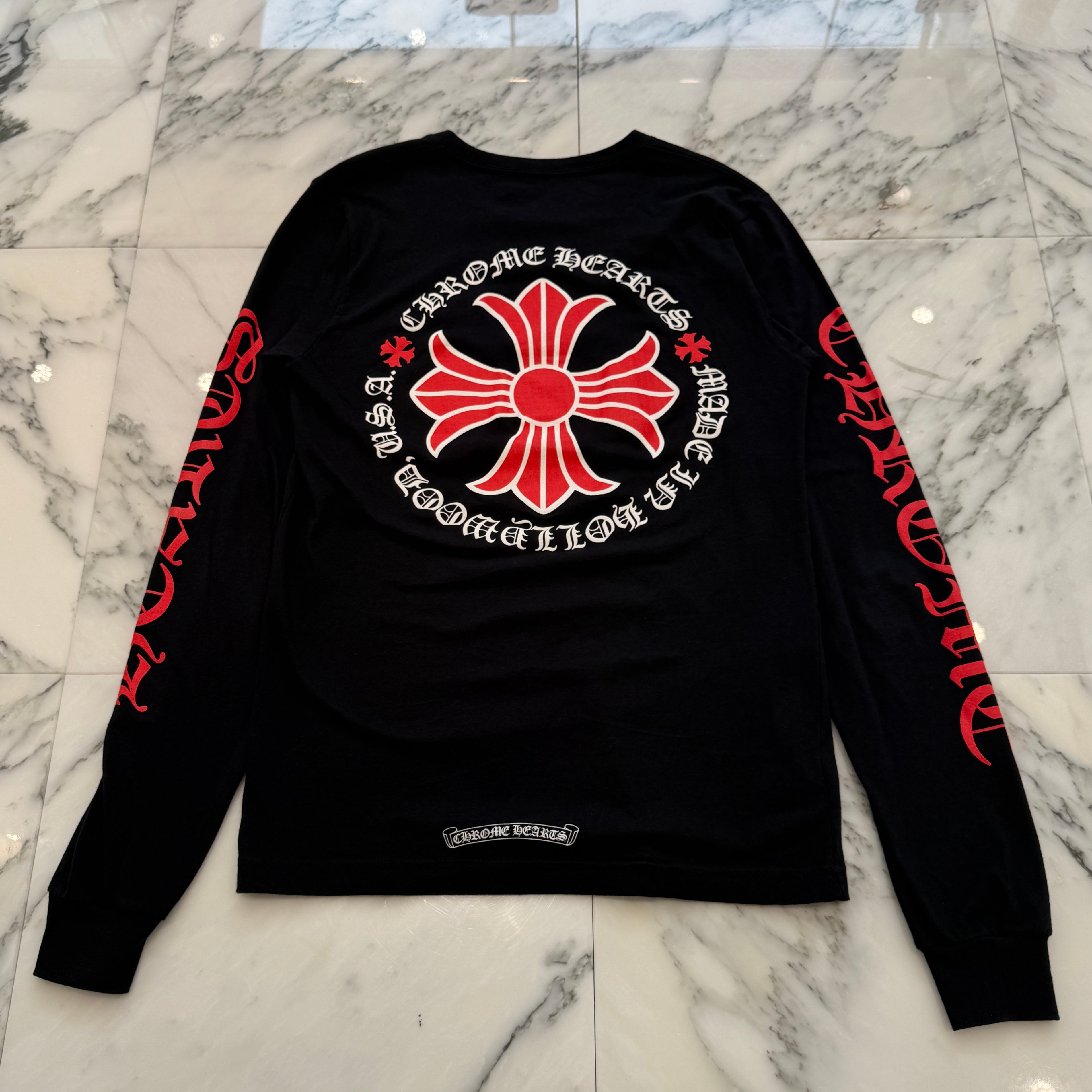 ◆CHROME HEARTS◆CH メイドインハリウッド LS Tシャツ CHROME HEARTS Made In Hollywood Red CH Plus Long Sleeve Tee