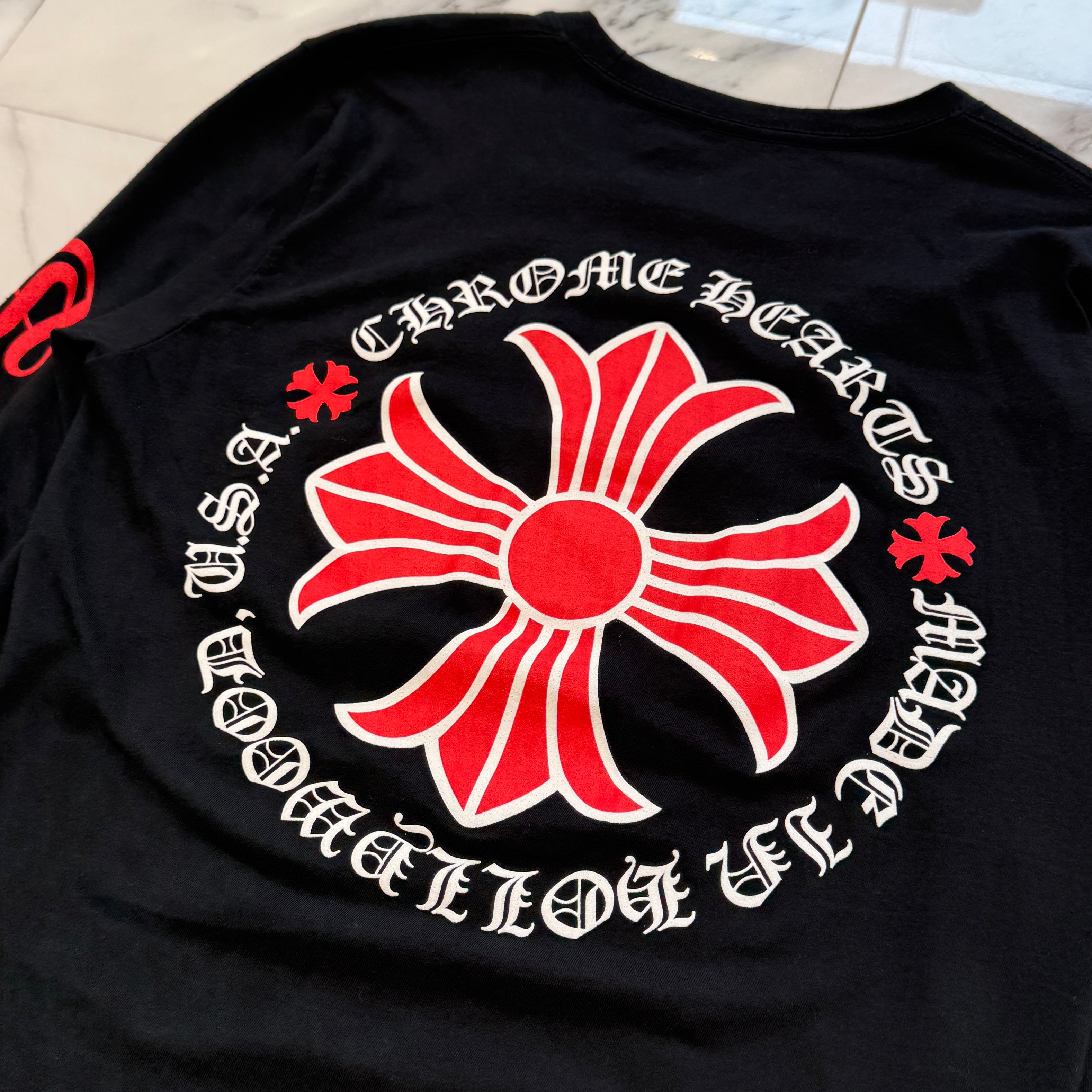 CHROME HEARTS Made In Hollywood Red CH Plus Long Sleeve Tee SizeS クロムハーツ メイドインハリウッド CHプラス ロングスリーブTシャツ サイズS