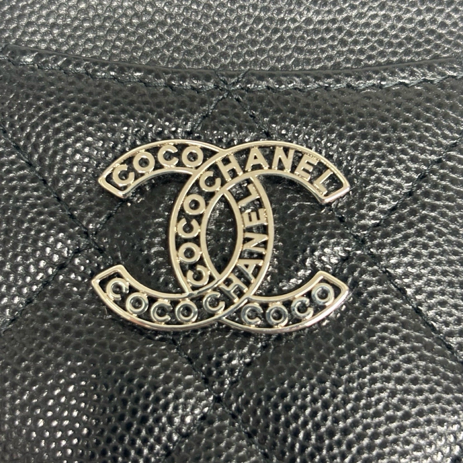 CHANEL Classic Coco Mark Caviar Skin Card Holder AP3404 B12928 NO206