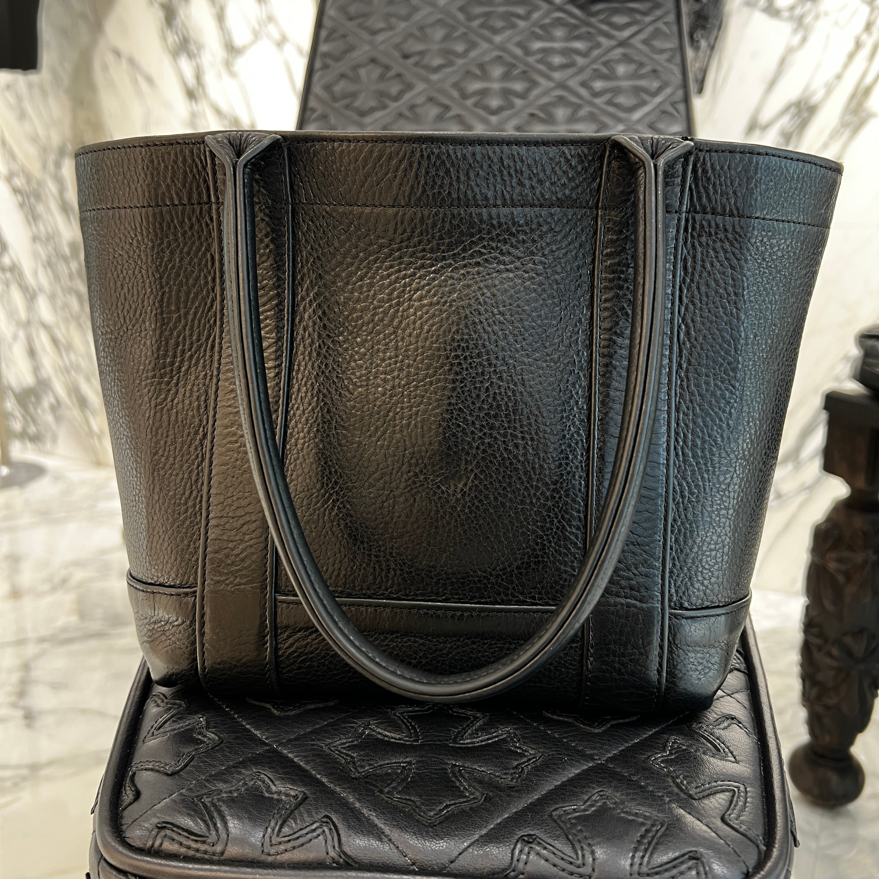 CHROME HEARTS Leather Tote Mini Bag クロムハーツ レザー トート ミニ バッグ