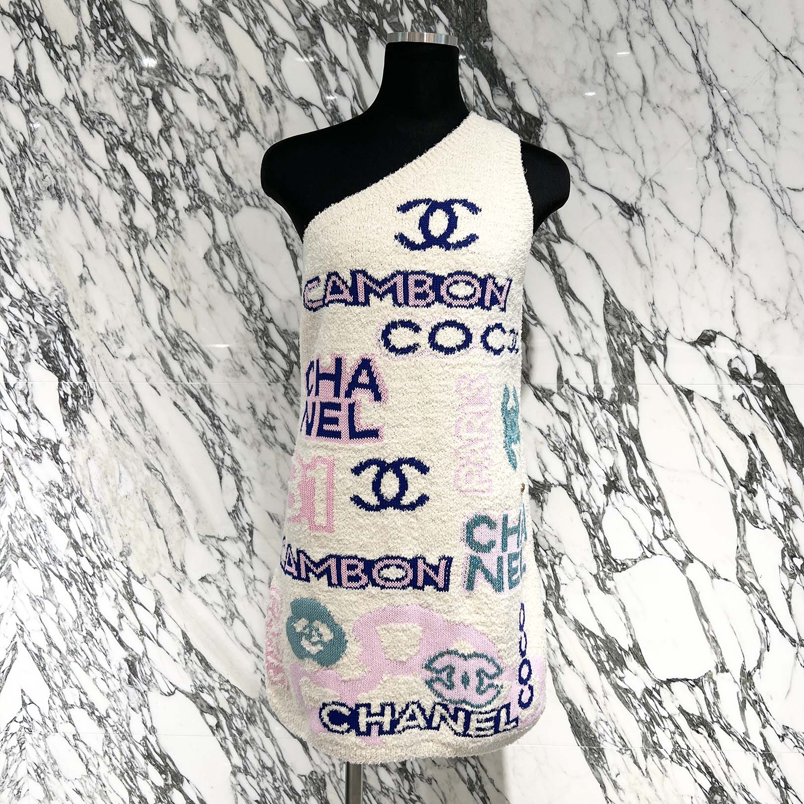 CHANEL 2023SS One Shoulder Knit Dress P74737K10718 Size 36 シャネル 1ショルダー ニットドレス サイズ36