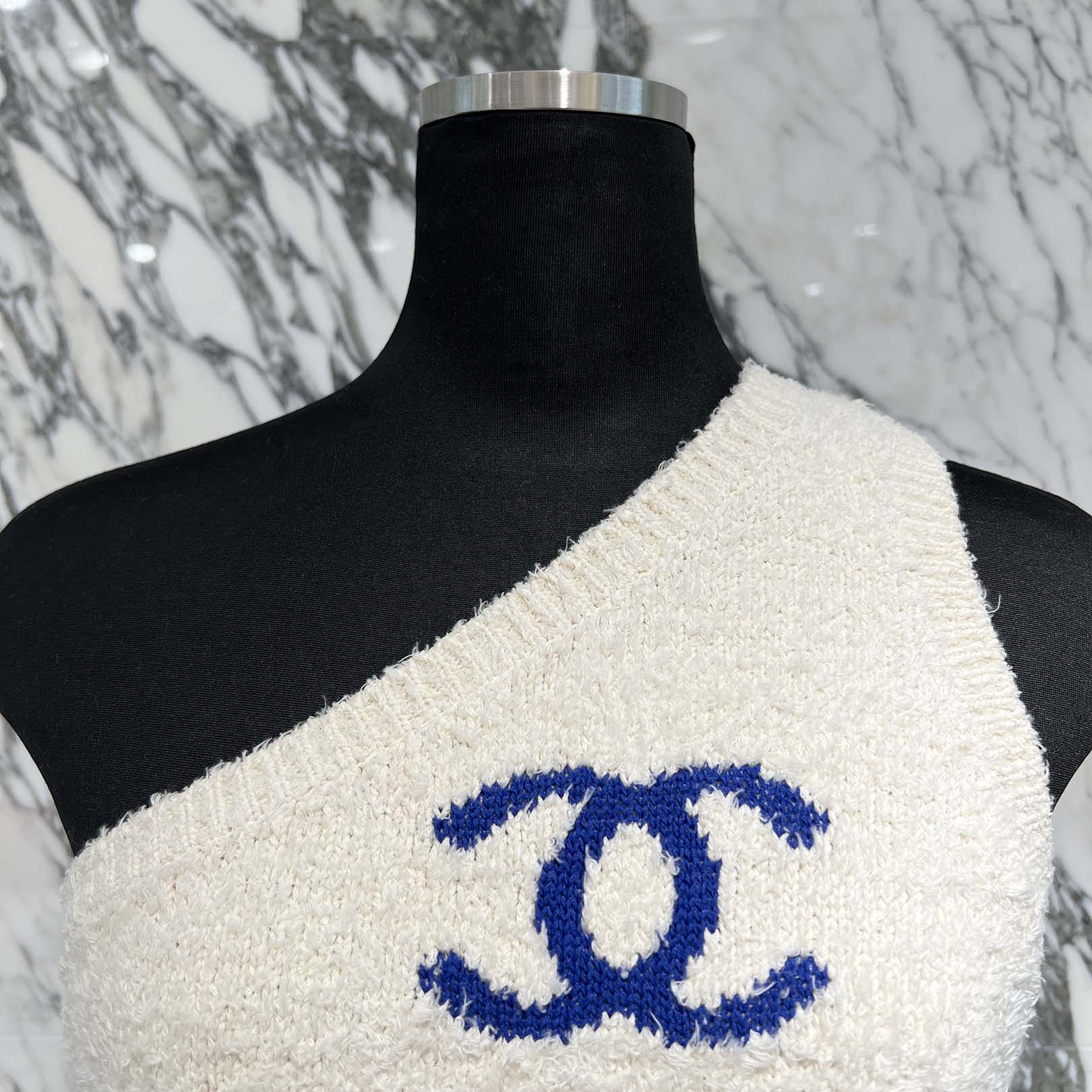 CHANEL 2023SS One Shoulder Knit Dress P74737K10718 Size 36 シャネル 1ショルダー ニットドレス サイズ36