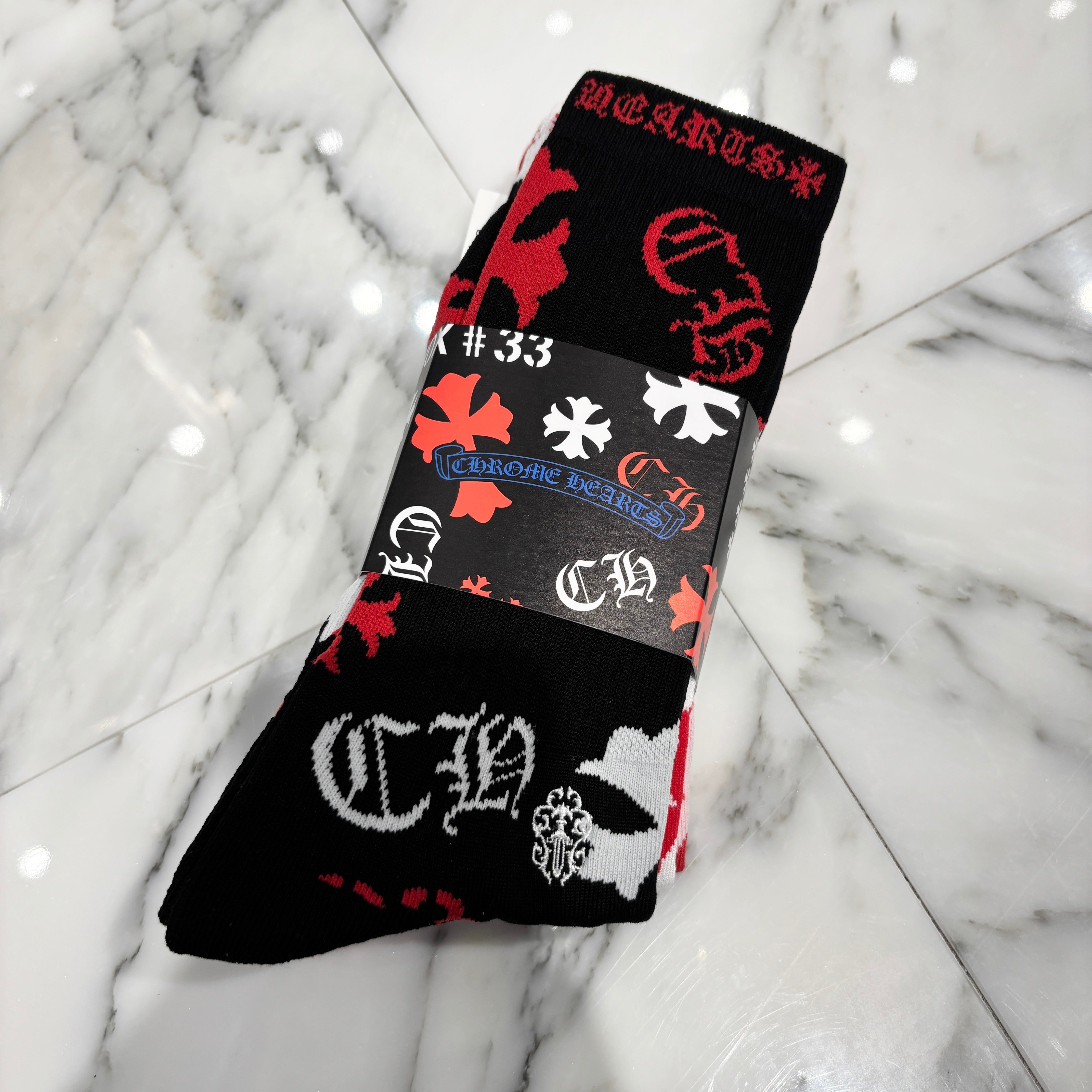 CHROME HEARTS Stencil Multi Logo Socks Size LARGE（JP27-30）クロムハーツ ステンシル マルチロゴ ソックスサイズLARGE（JP27-30）