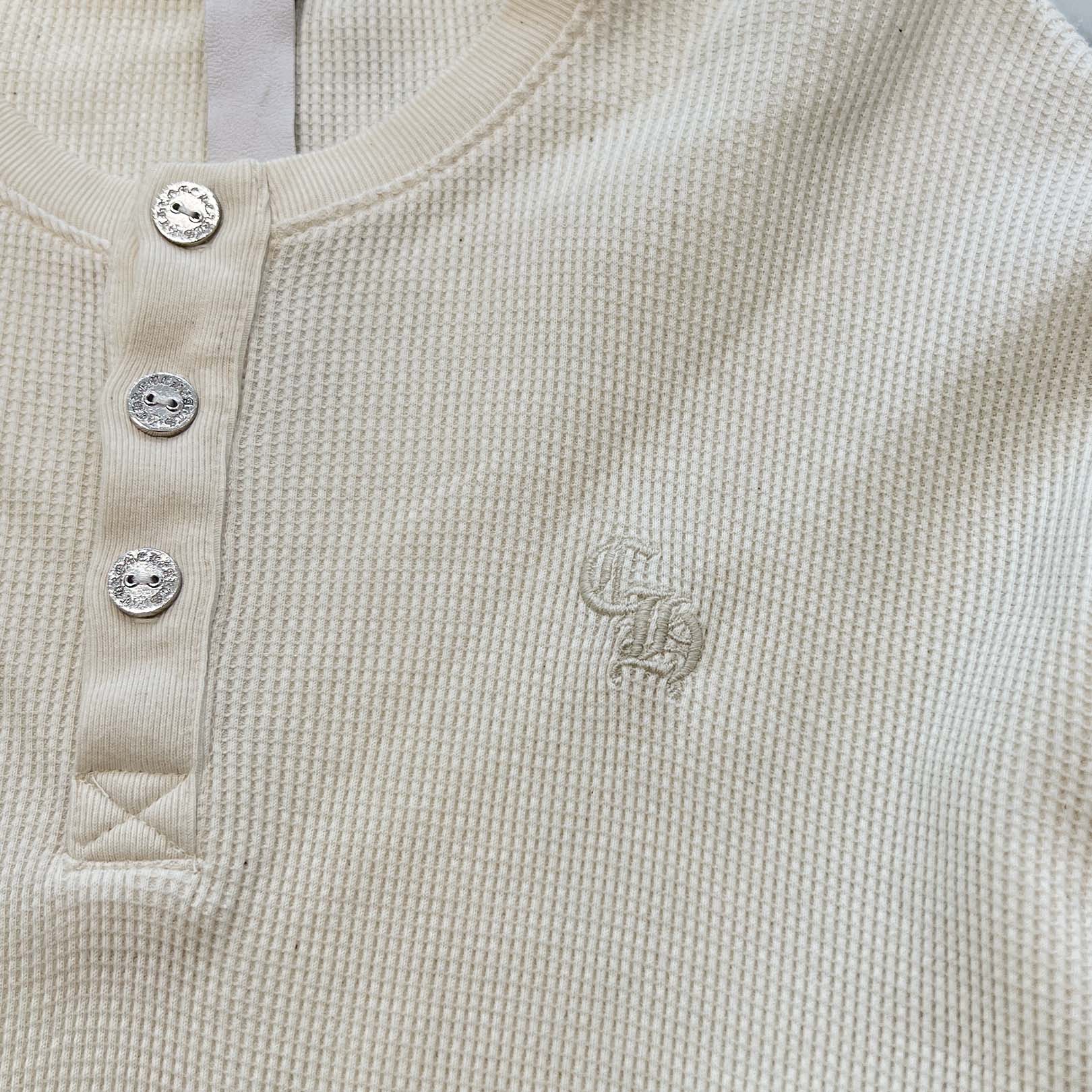 CHROME HEARTS Y NOT CH Embroidery Henry Neck Long Sleeve Tee Size M クロムハーツ ワイノット CH刺繍 ヘンリーネック ロングスリーブTシャツ サイズM