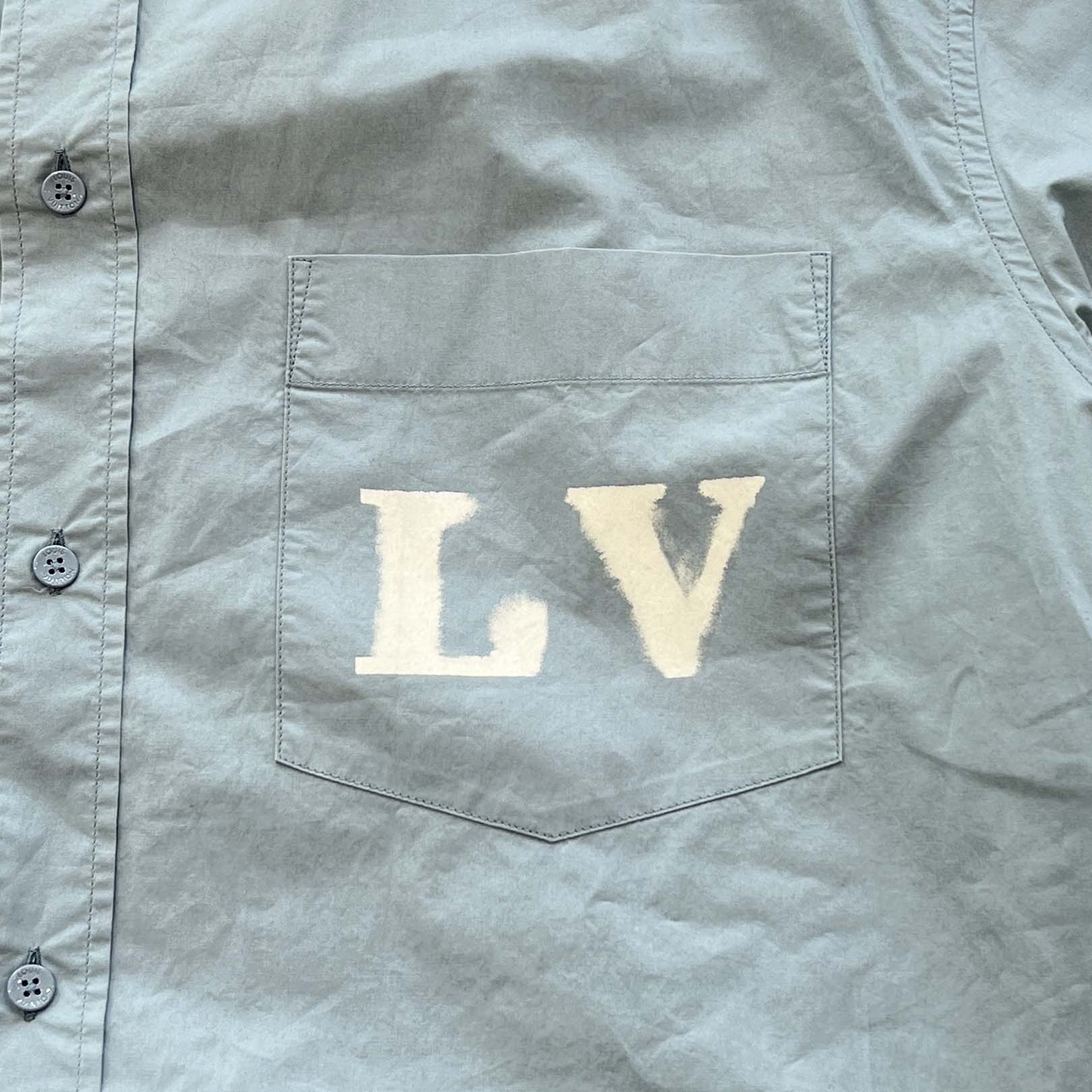 LOUIS VUITTON 2023SS Placed Graphics Cotton Shirt HOS75W Size XL ルイヴィトン プレースドグラフィック コットンシャツ サイズXL