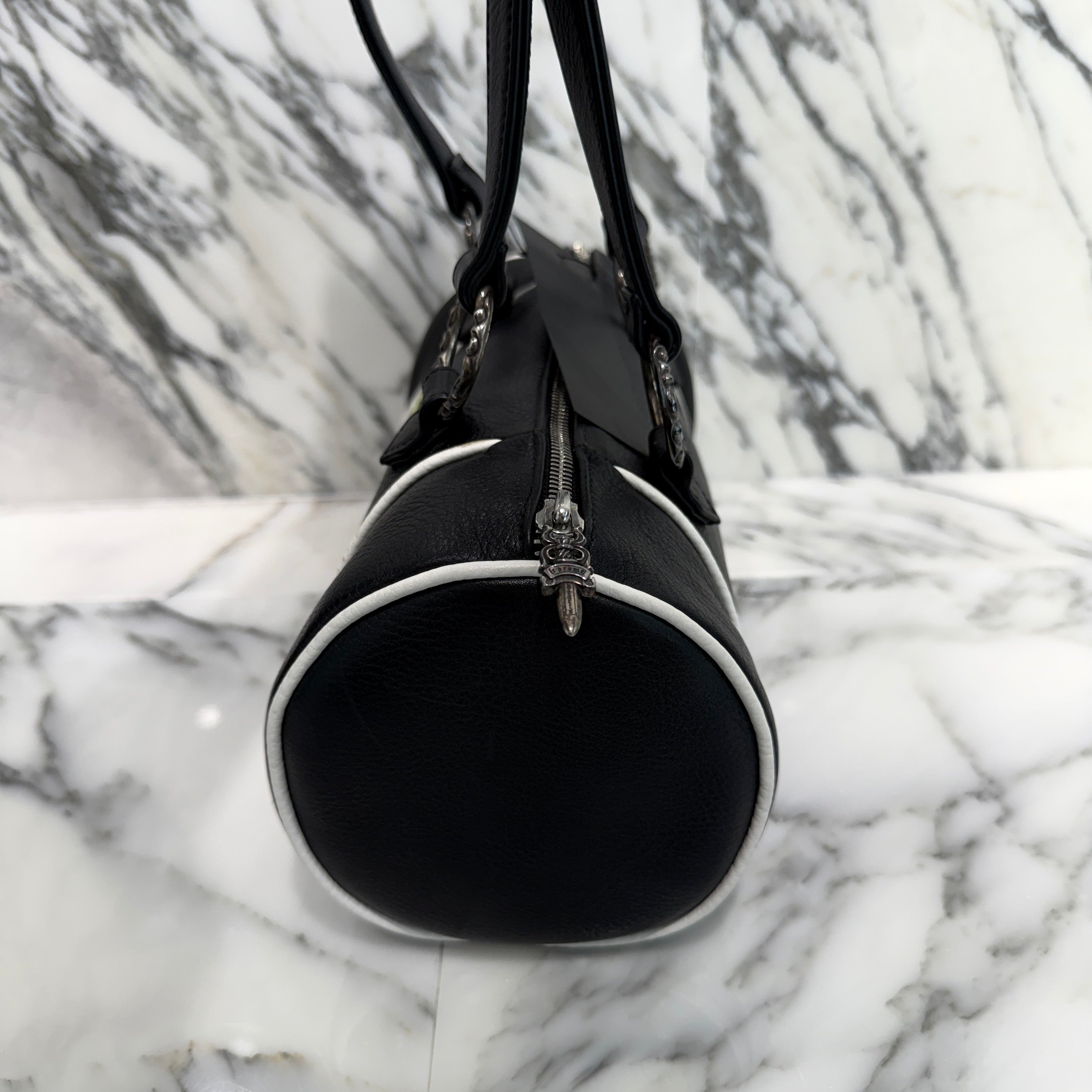 CHROME HEARTS Las Vegas Limited DOMINO Cemetery Cross Patch Duffle Leather Mini Boston Bag クロムハーツ ラスベガス限定 ドミノ セメタリークロスパッチ ダッフル レザー ミニ ボストンバッグ