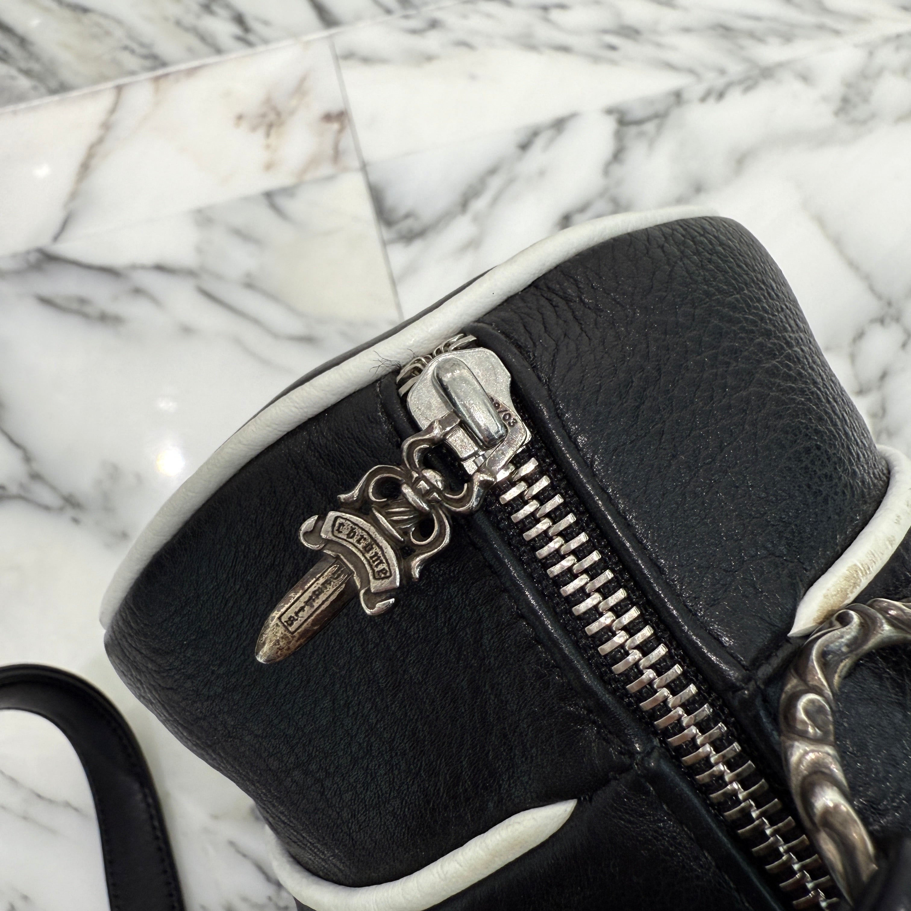 CHROME HEARTS Las Vegas Limited DOMINO Cemetery Cross Patch Duffle Leather Mini Boston Bag クロムハーツ ラスベガス限定 ドミノ セメタリークロスパッチ ダッフル レザー ミニ ボストンバッグ