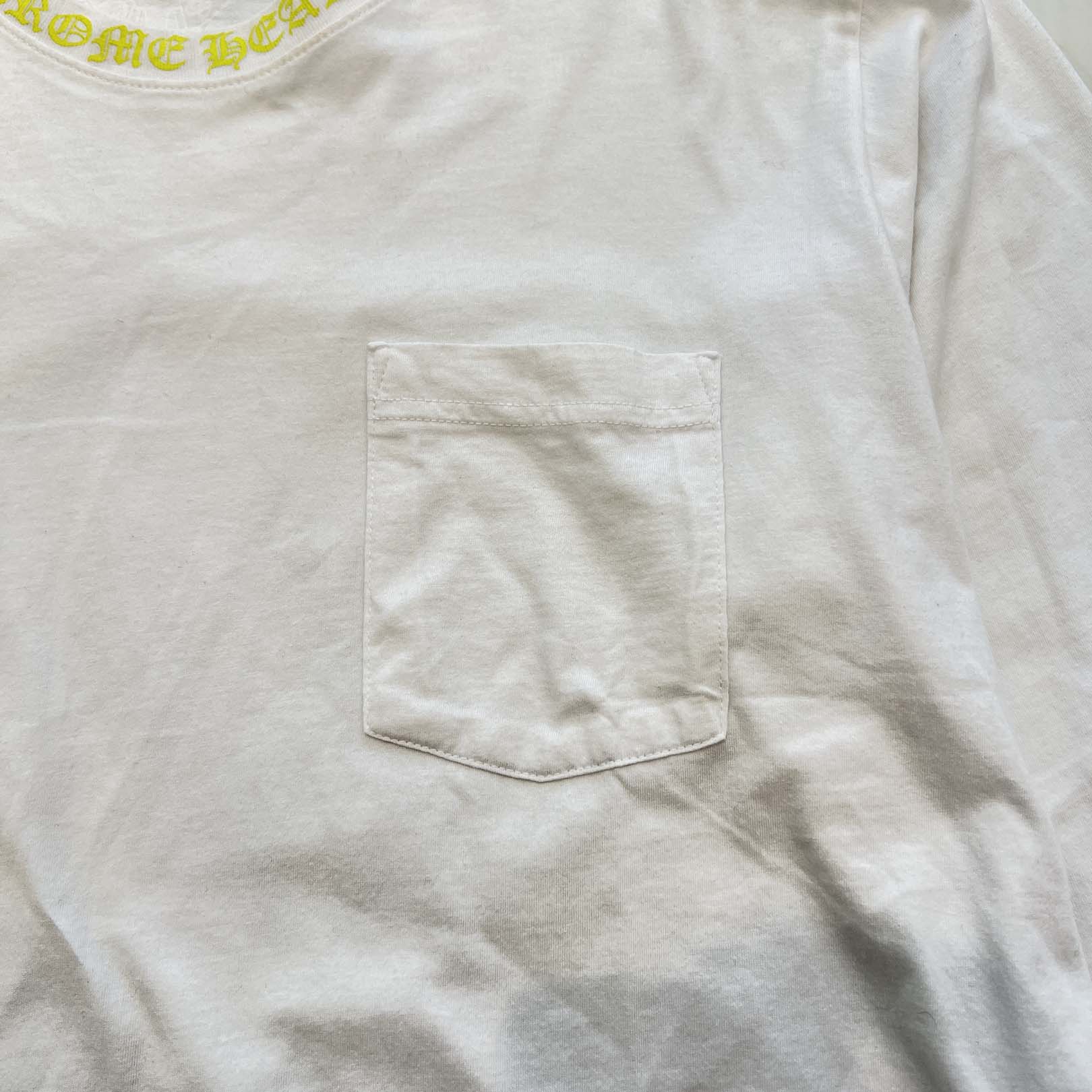 CHROME HEARTS Old English Neck Logo Neon Yellow Long Sleeve Tee Size L クロムハーツ オールドイングリッシュネックロゴネオンイエローロングスリーブTシャツ サイズL