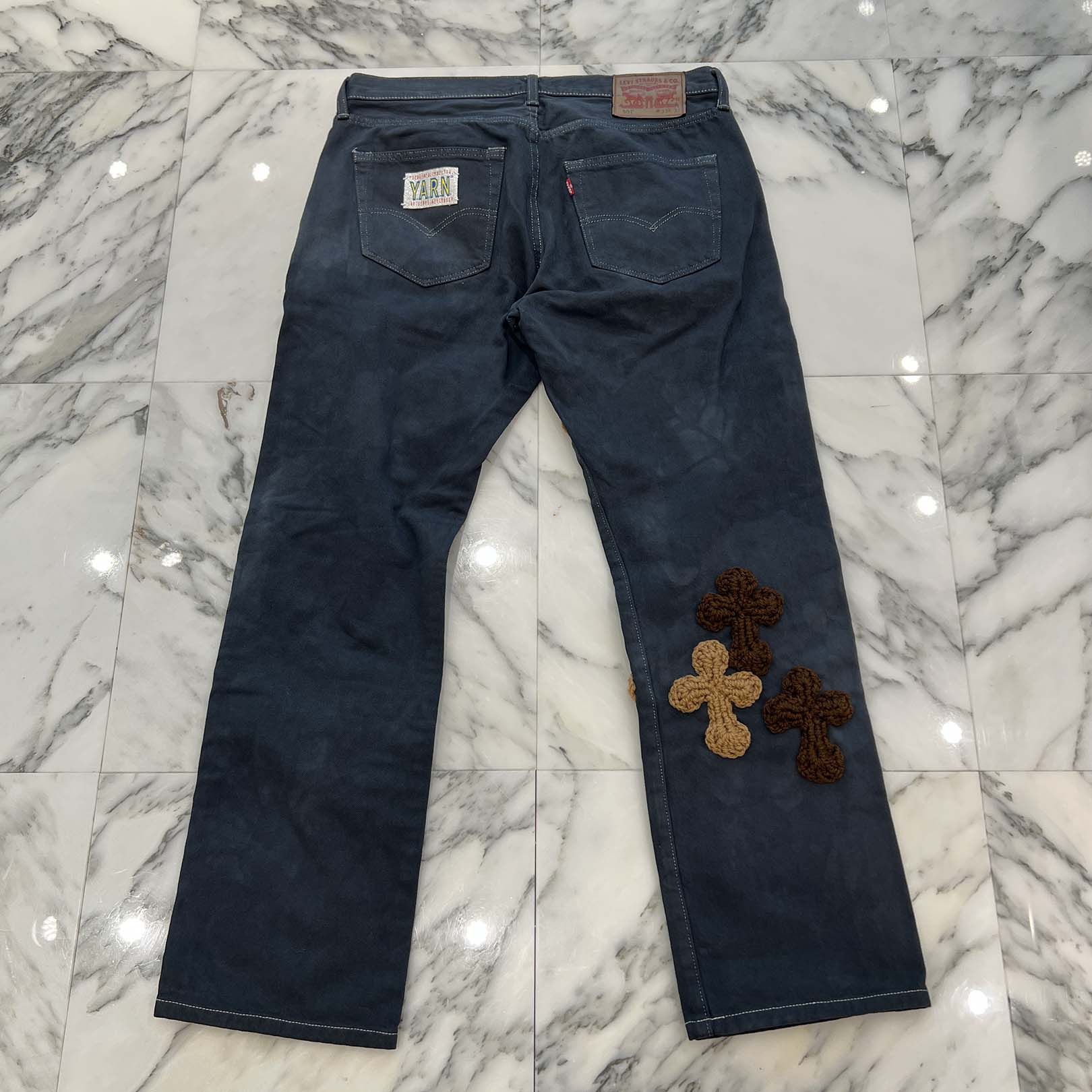 Y.A.R.N × Levi's 501 Body Knit Cross Denim Pants Size W33×L32 ヤーン×リーバイス 501 ボディ ニットクロス デニムパンツ サイズW33×L32