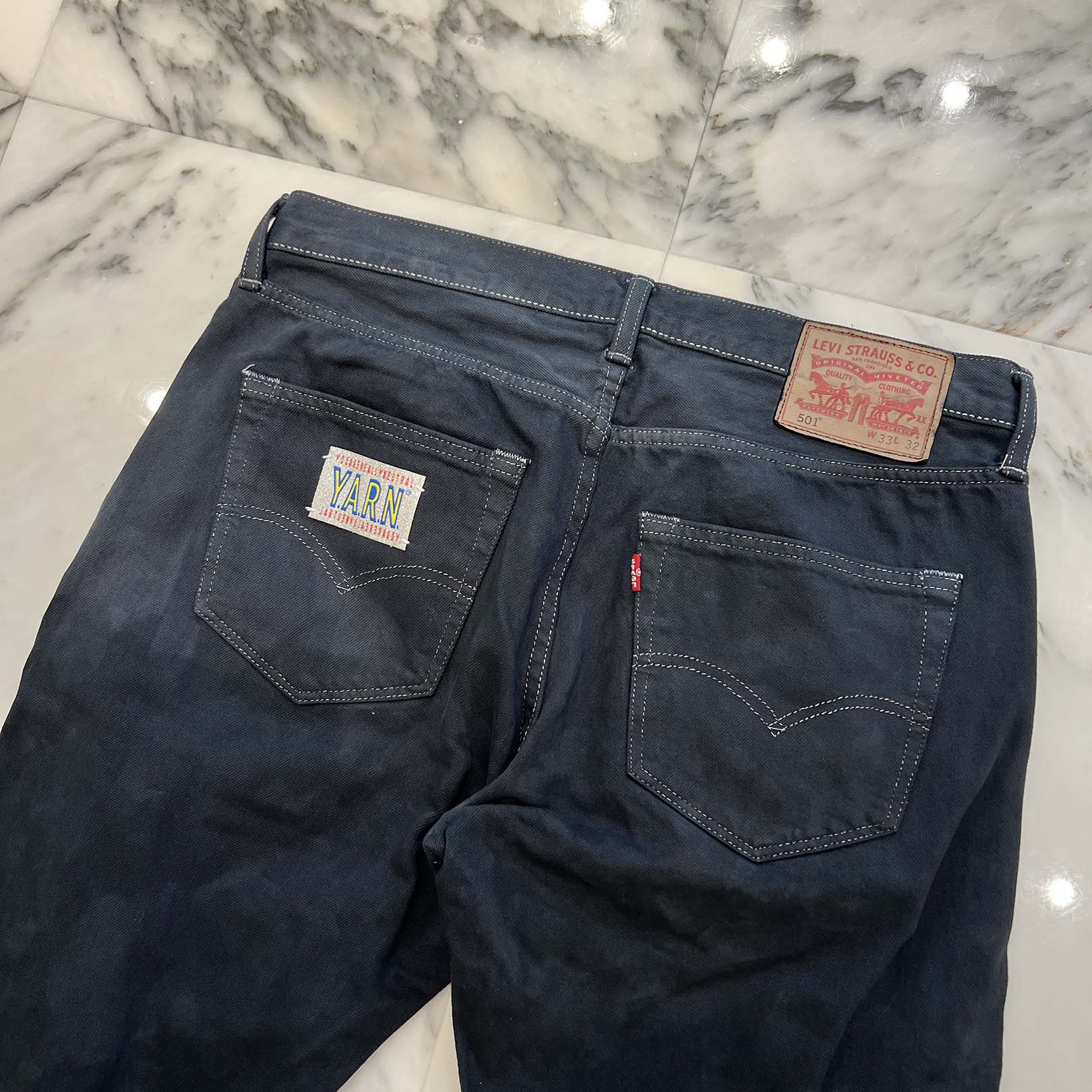 Y.A.R.N × Levi's 501 Body Knit Cross Denim Pants Size W33×L32 ヤーン×リーバイス 501 ボディ ニットクロス デニムパンツ サイズW33×L32