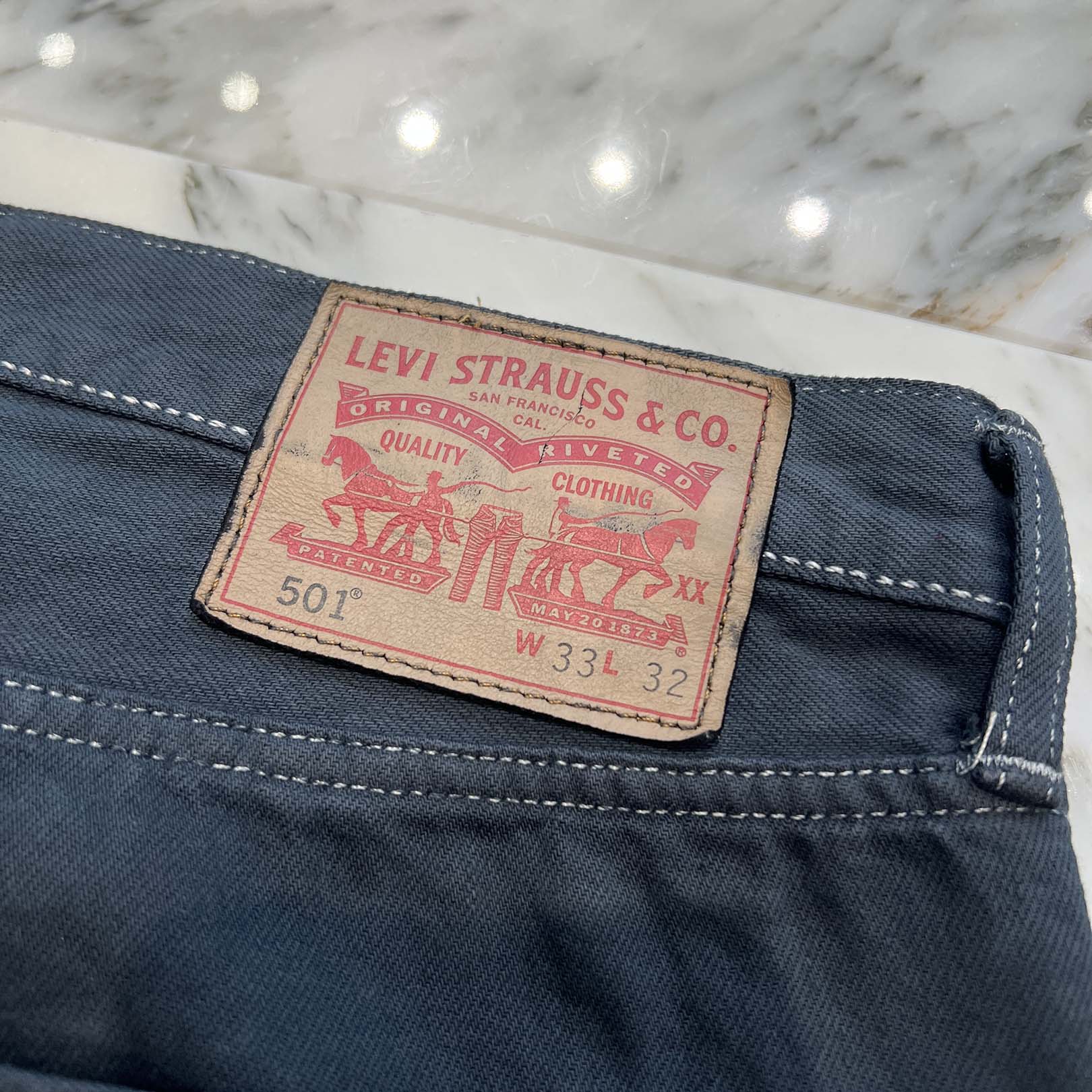 Y.A.R.N × Levi's 501 Body Knit Cross Denim Pants Size W33×L32 ヤーン×リーバイス 501 ボディ ニットクロス デニムパンツ サイズW33×L32