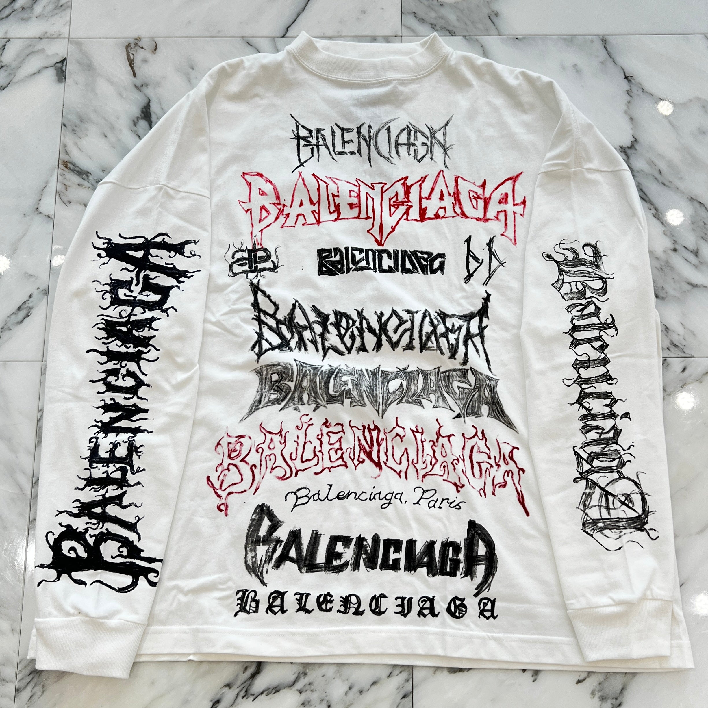 BALENCIAGA 2024SS Metal Logo Print Long Sleeve Tee 699191 TPV02 Size L バレンシアガ メタルロゴプリント ロングスリーブ Tシャツ サイズL