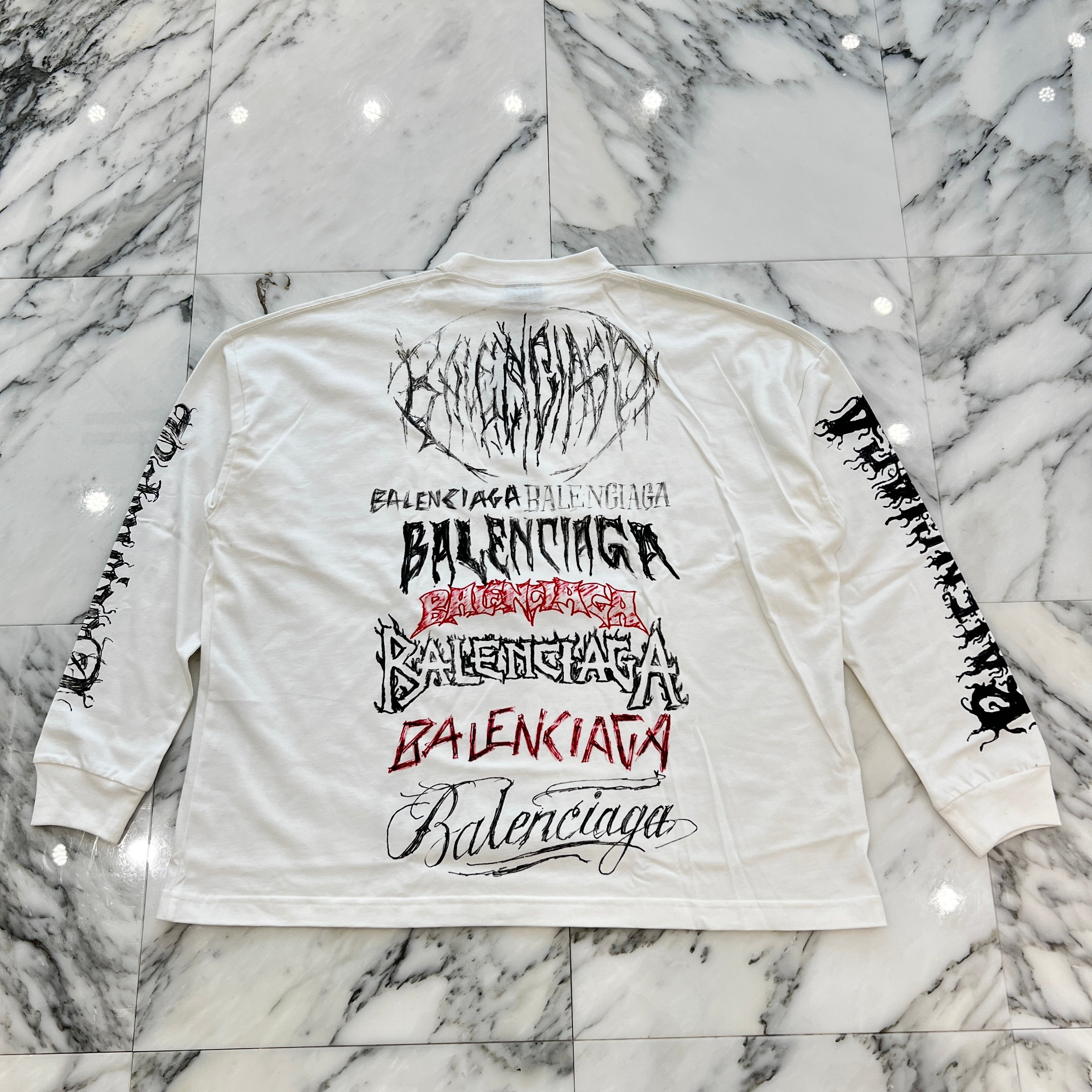 BALENCIAGA 2024SS Metal Logo Print Long Sleeve Tee 699191 TPV02 Size L バレンシアガ メタルロゴプリント ロングスリーブ Tシャツ サイズL