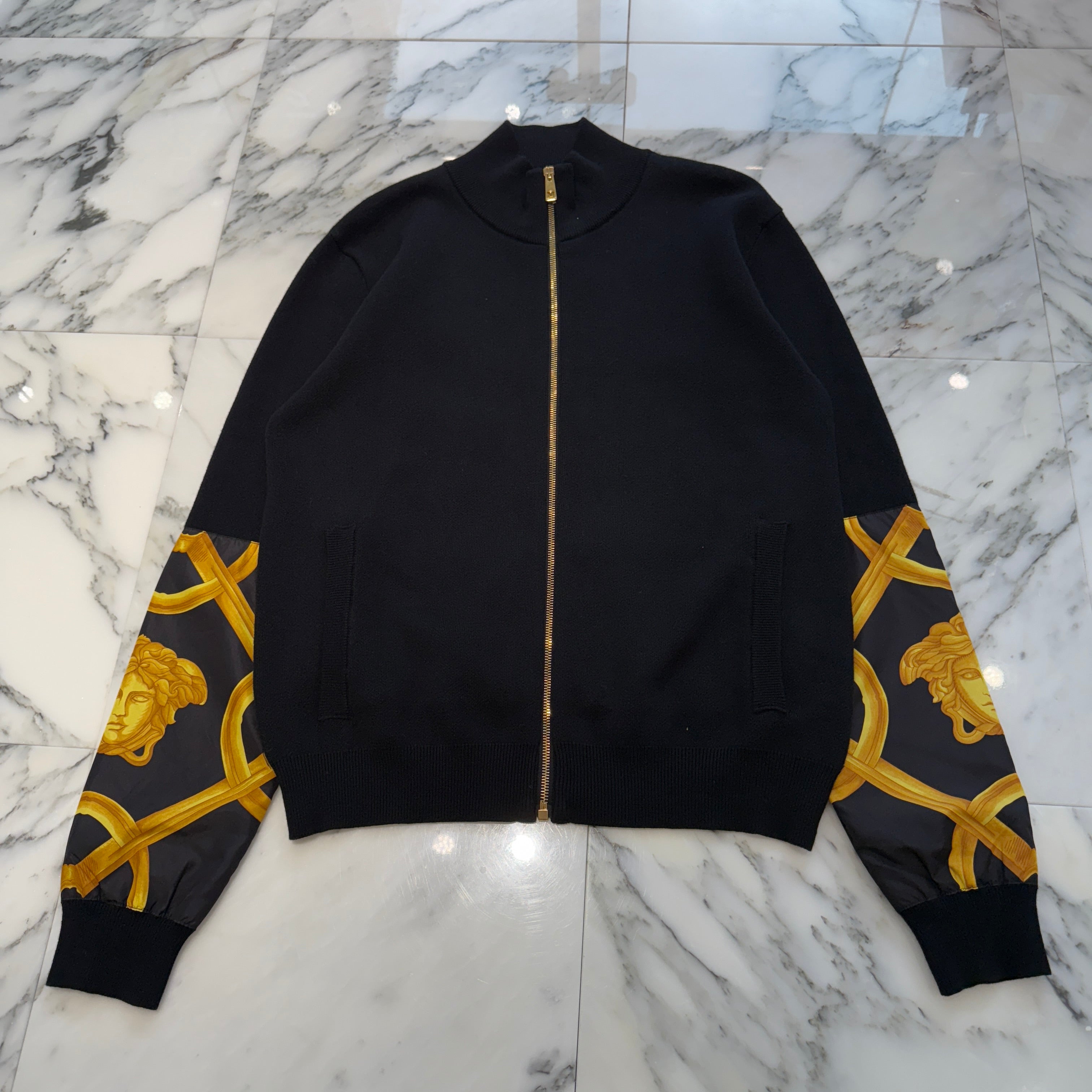 VERSACE 2023AW Barocco Medusa Zip Up Knit Sweater 1012544 1A10257 Size 48 ヴェルサーチェ バロッコ メデューサ ジップアップ ニットセーター サイズ48