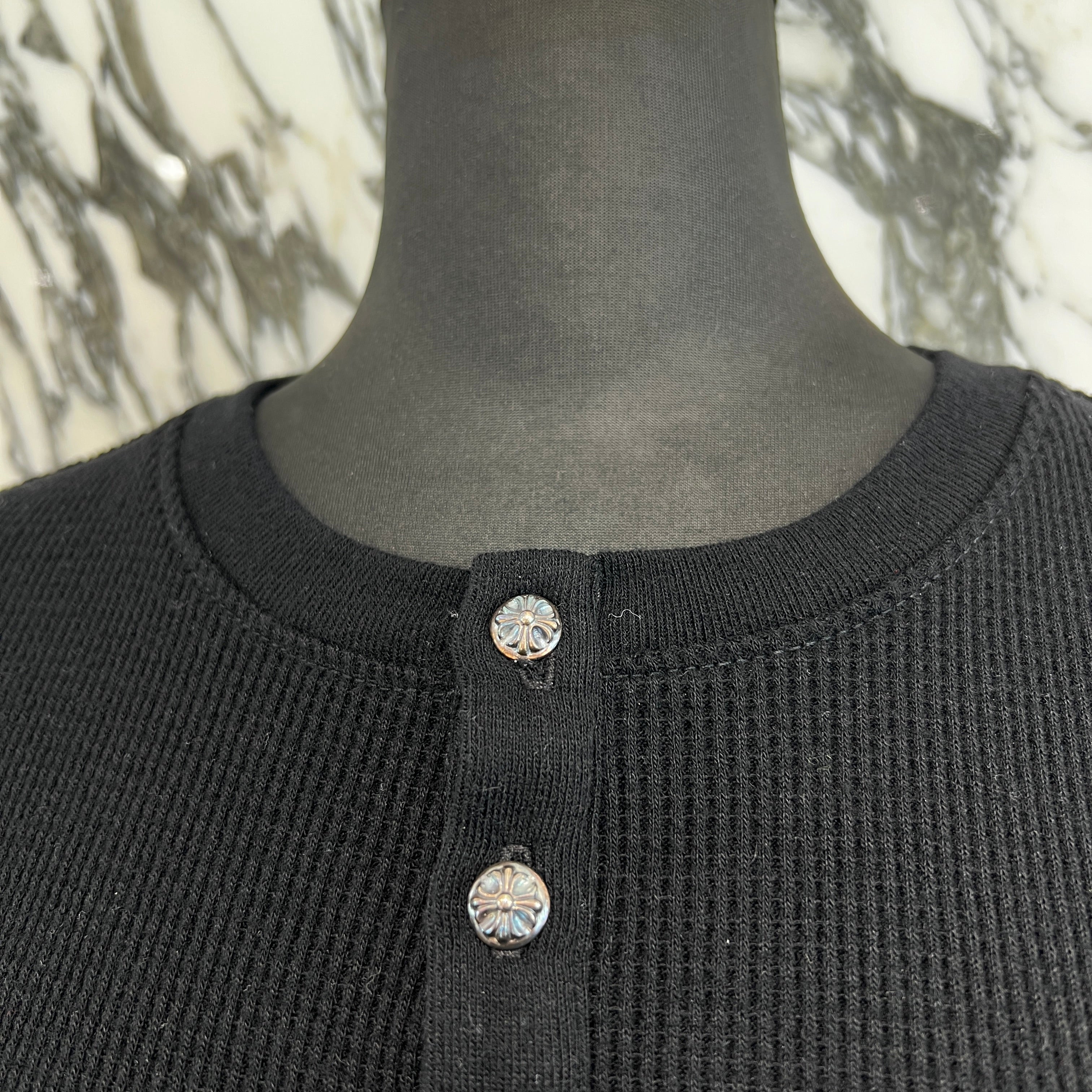 CHROME HEARTS Y NOT CH Embroidery Henry Neck Long Sleeve Tee Size