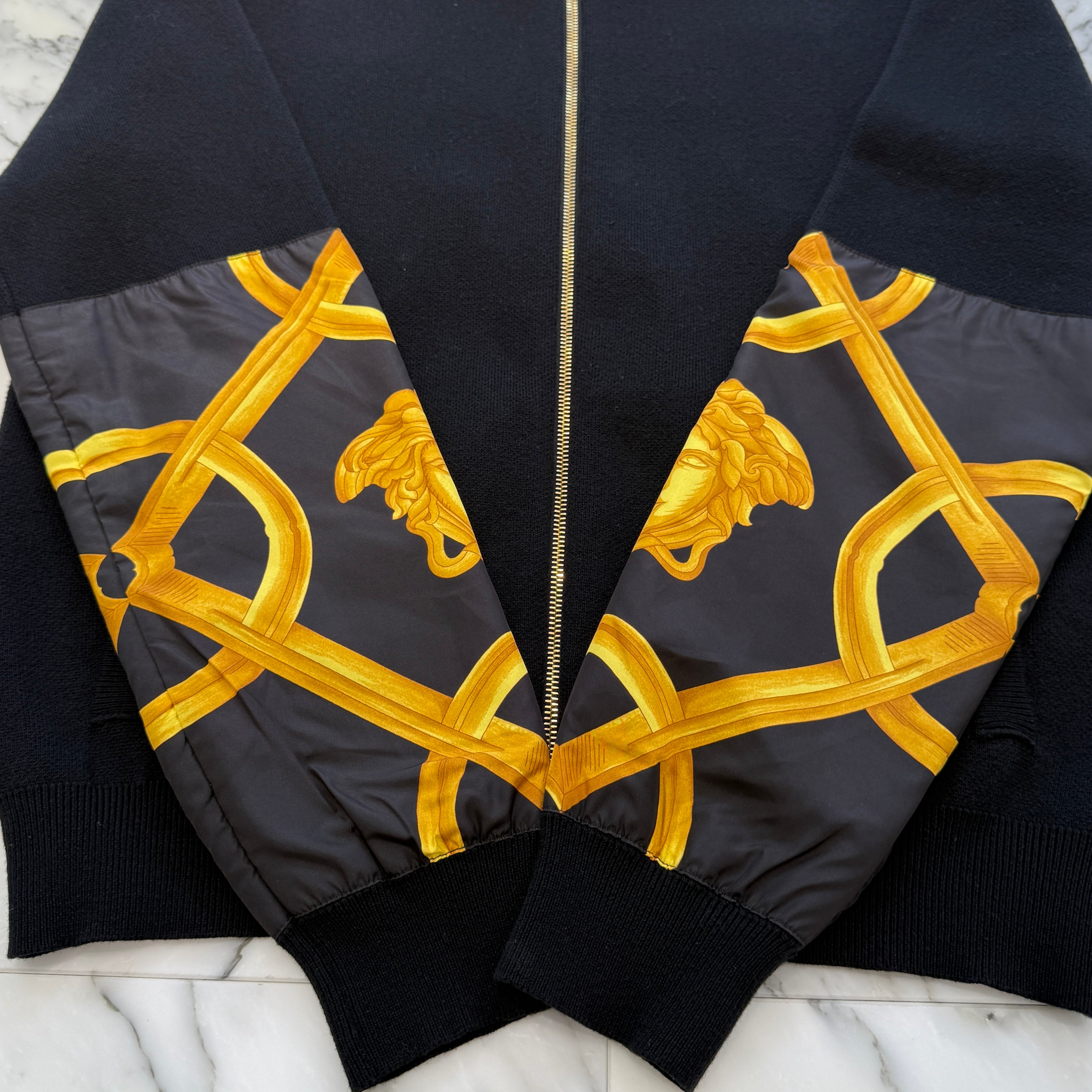 VERSACE 2023AW Barocco Medusa Zip Up Knit Sweater 1012544 1A10257 Size 48 ヴェルサーチェ バロッコ メデューサ ジップアップ ニットセーター サイズ48