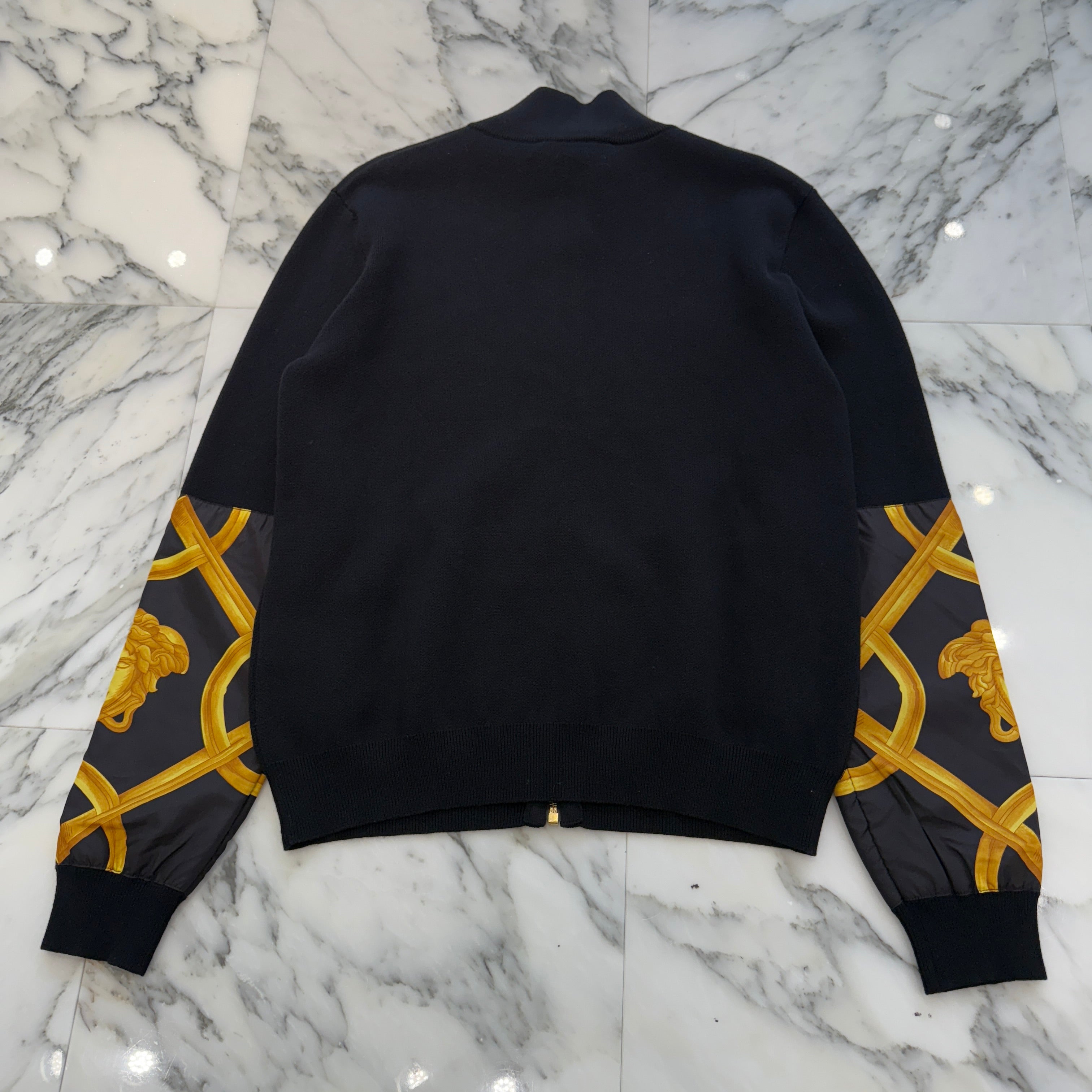 VERSACE 2023AW Barocco Medusa Zip Up Knit Sweater 1012544 1A10257 Size 48 ヴェルサーチェ バロッコ メデューサ ジップアップ ニットセーター サイズ48