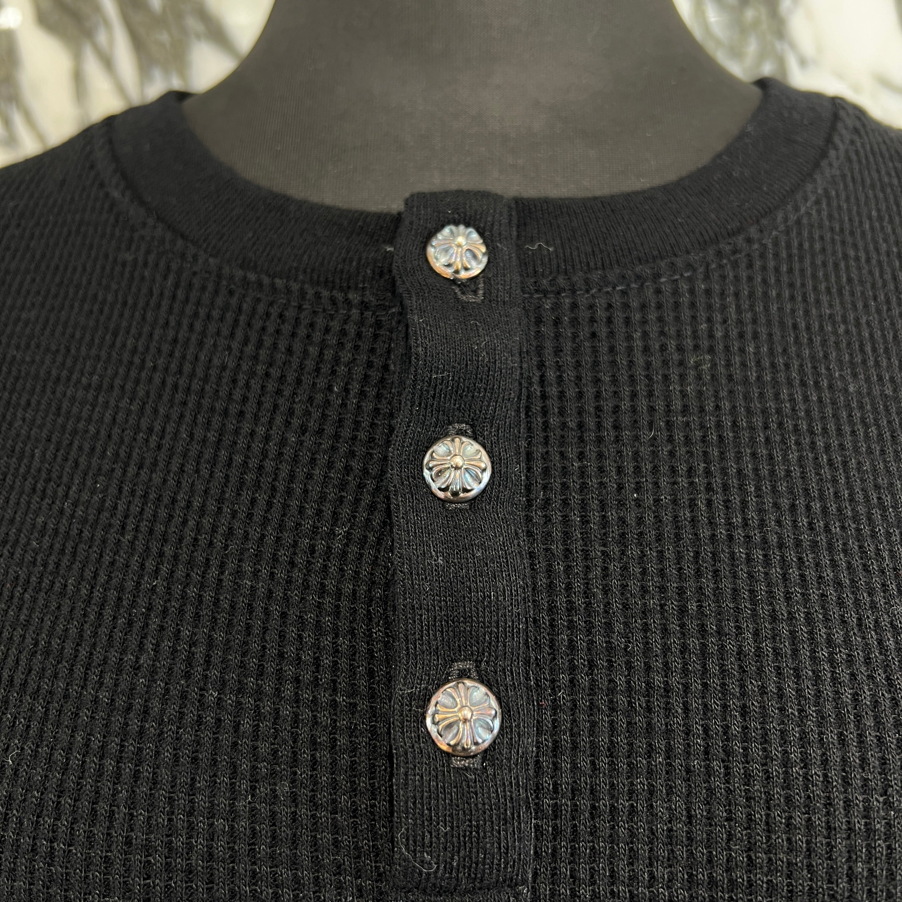 CHROME HEARTS Y NOT CH Embroidery Henry Neck Long Sleeve Tee Size L クロムハーツ ワイノット CH刺繍 ヘンリーネック ロングスリーブTシャツ サイズL