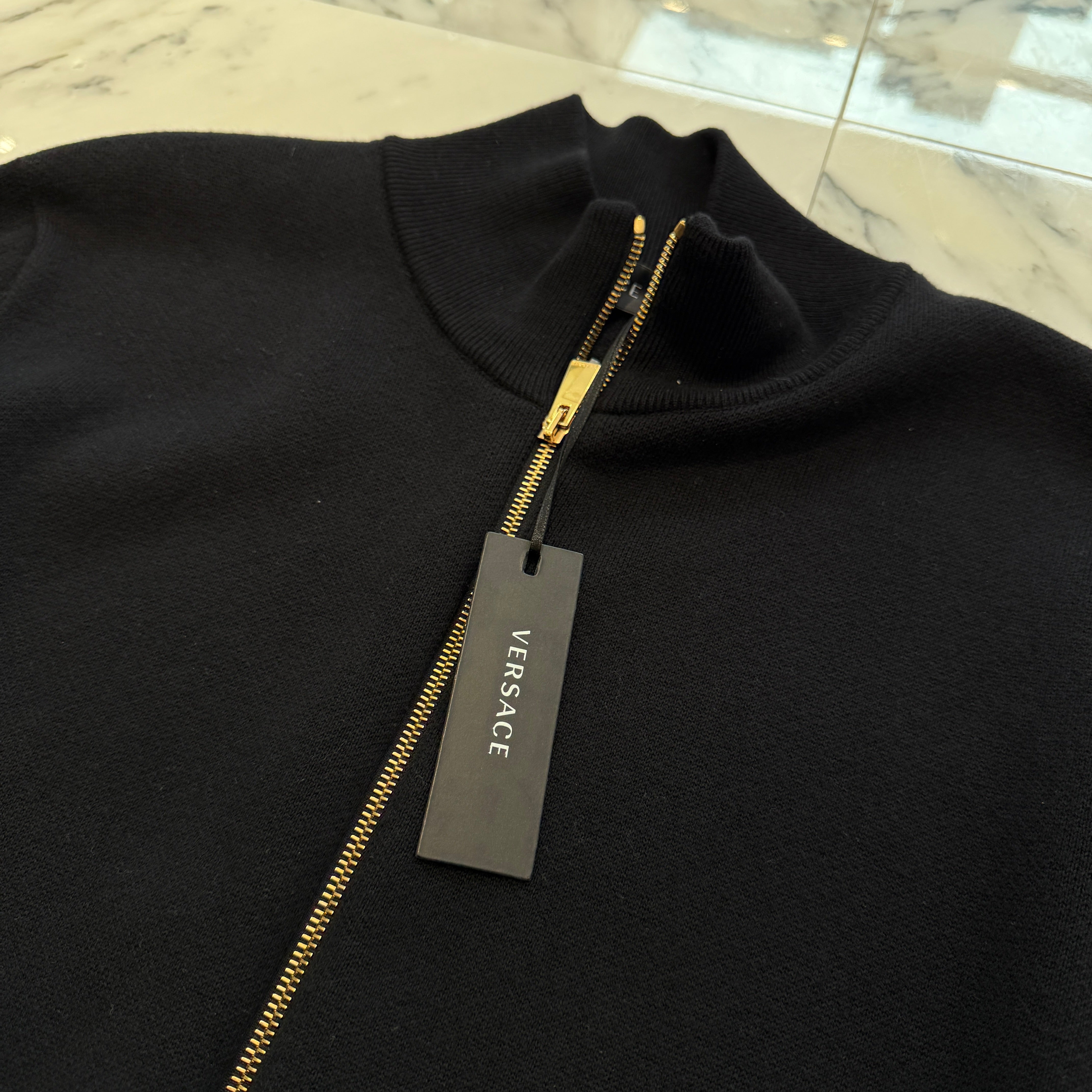 VERSACE 2023AW Barocco Medusa Zip Up Knit Sweater 1012544 1A10257 Size 48 ヴェルサーチェ バロッコ メデューサ ジップアップ ニットセーター サイズ48