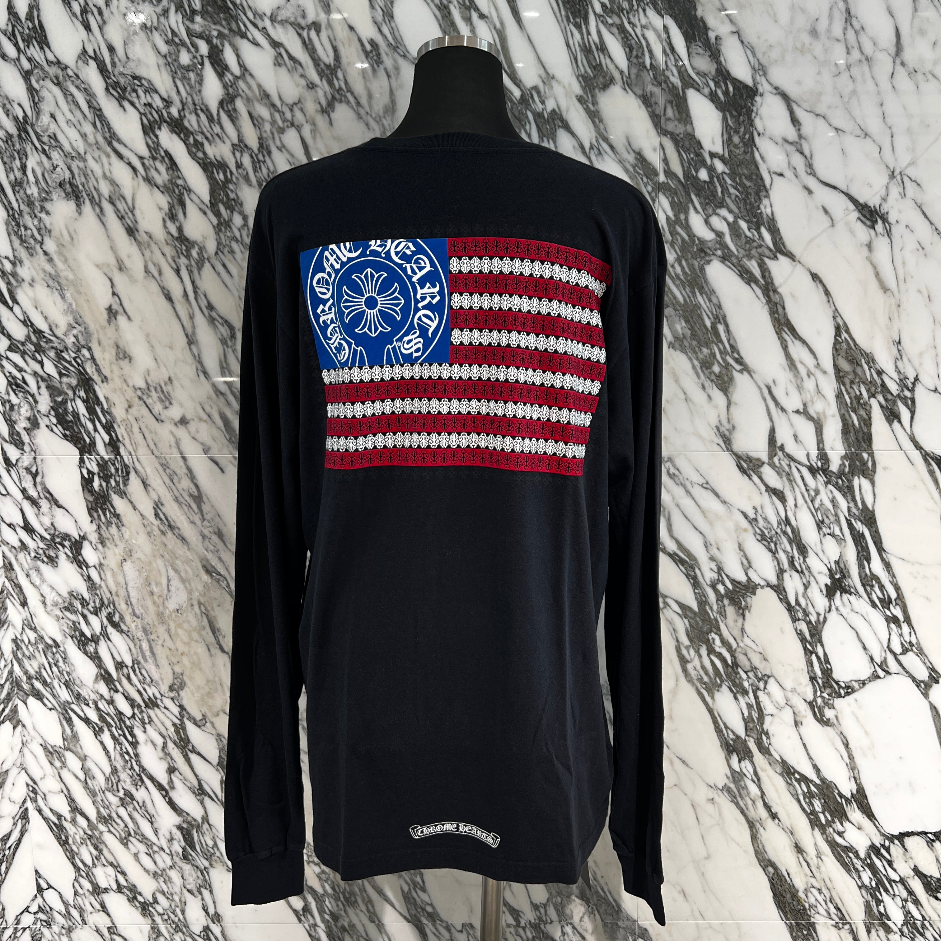 CHROME HEARTS American Flag Vine Dagger Horseshoe Long Sleeve Tee Size L クロムハーツ アメリカンフラッグ ヴァインダガーホースシュー ロングスリーブTシャツ サイズL