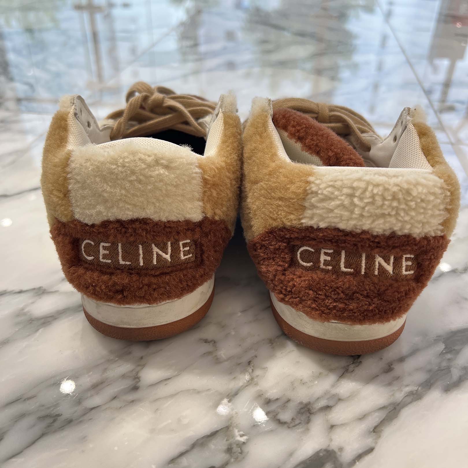 CELINE CT02 Velcro Strap Teddy Fabric Sneakers Size 36 (約23cm) セリーヌ CT02 ベルクロストラップ テディファブリックスニーカー サイズ36 (約23cm)