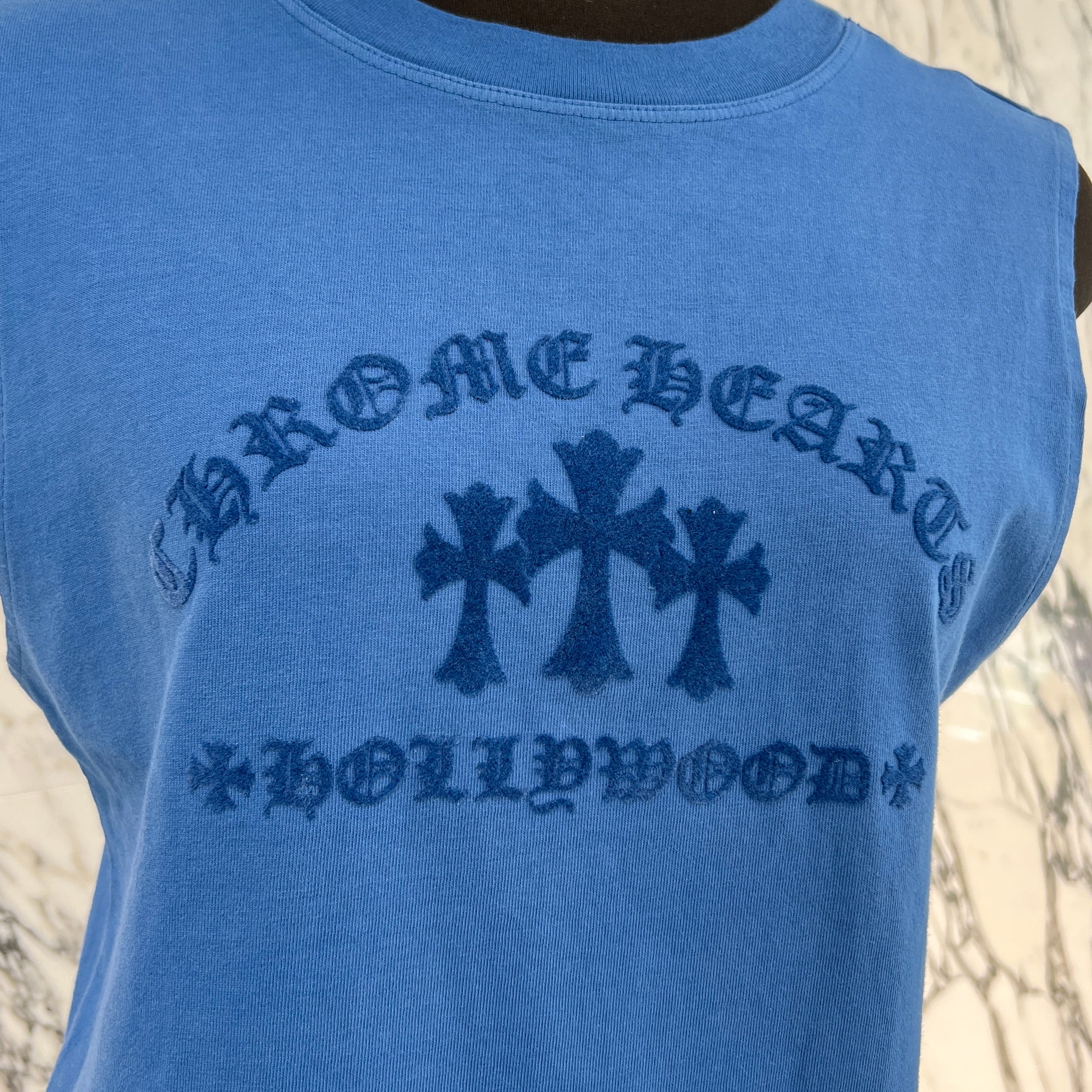 CHROME HEARTS Y NOT King Taco 3 Cemetery Cross Flock Print Sleeveless Tee Size XS クロムハーツ ワイノット キングタコ 3 セメタリークロス フロッキープリント ノースリーブシャツ サイズXS