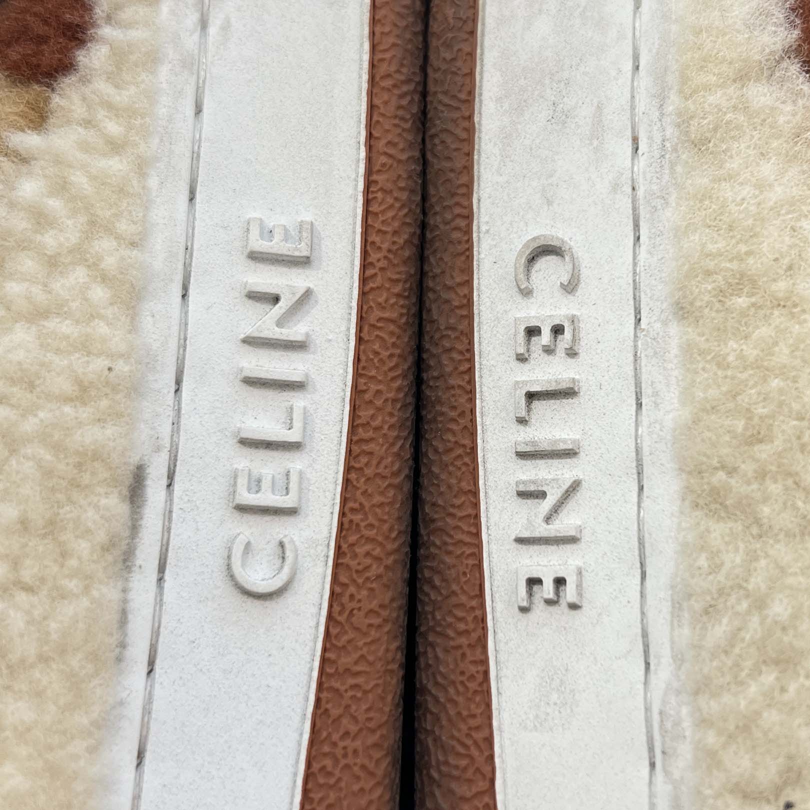 CELINE CT02 Velcro Strap Teddy Fabric Sneakers Size 36 (約23cm) セリーヌ CT02 ベルクロストラップ テディファブリックスニーカー サイズ36 (約23cm)