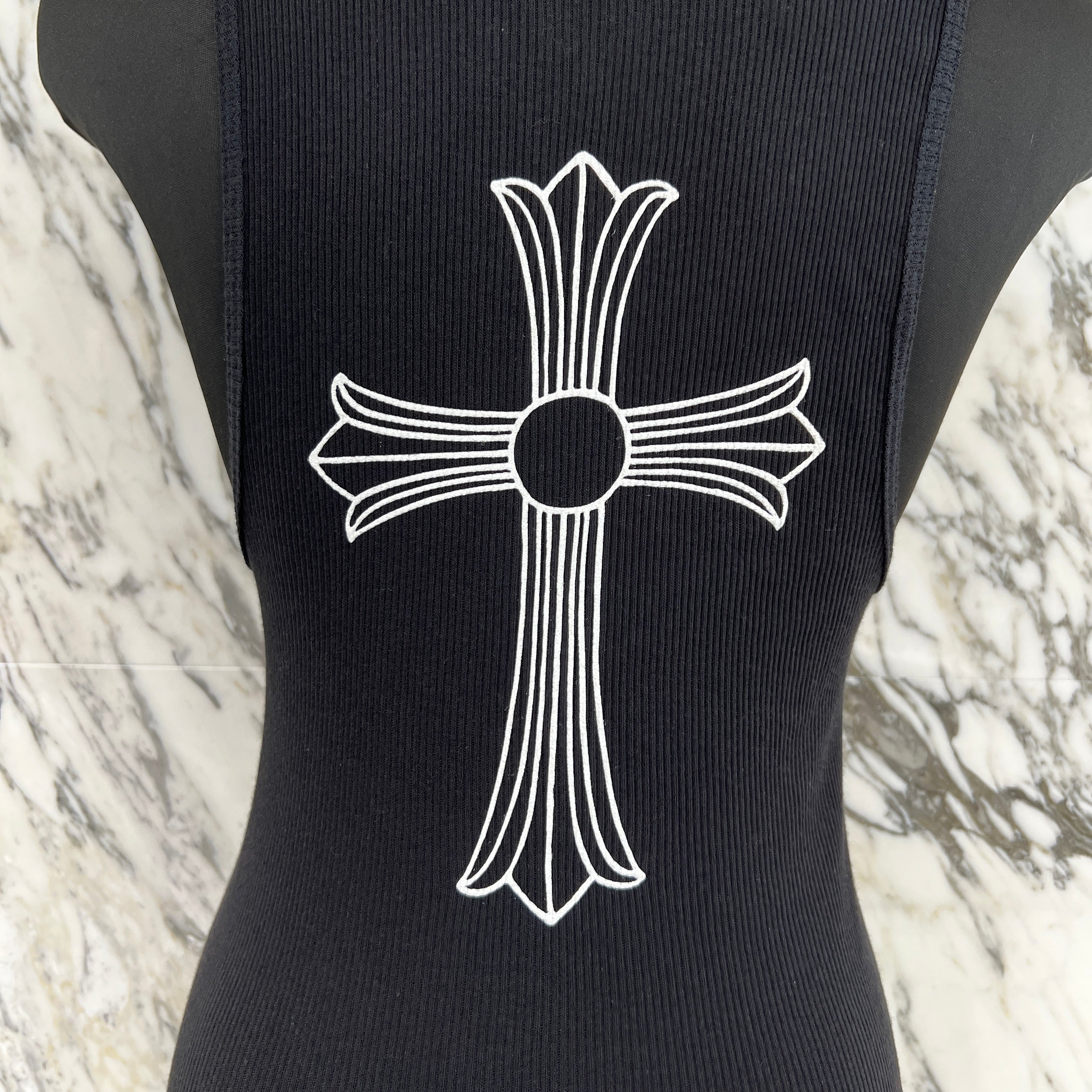 CHROME HEARTS T Bar Logo Back Cross Print Tank Top Size M クロム