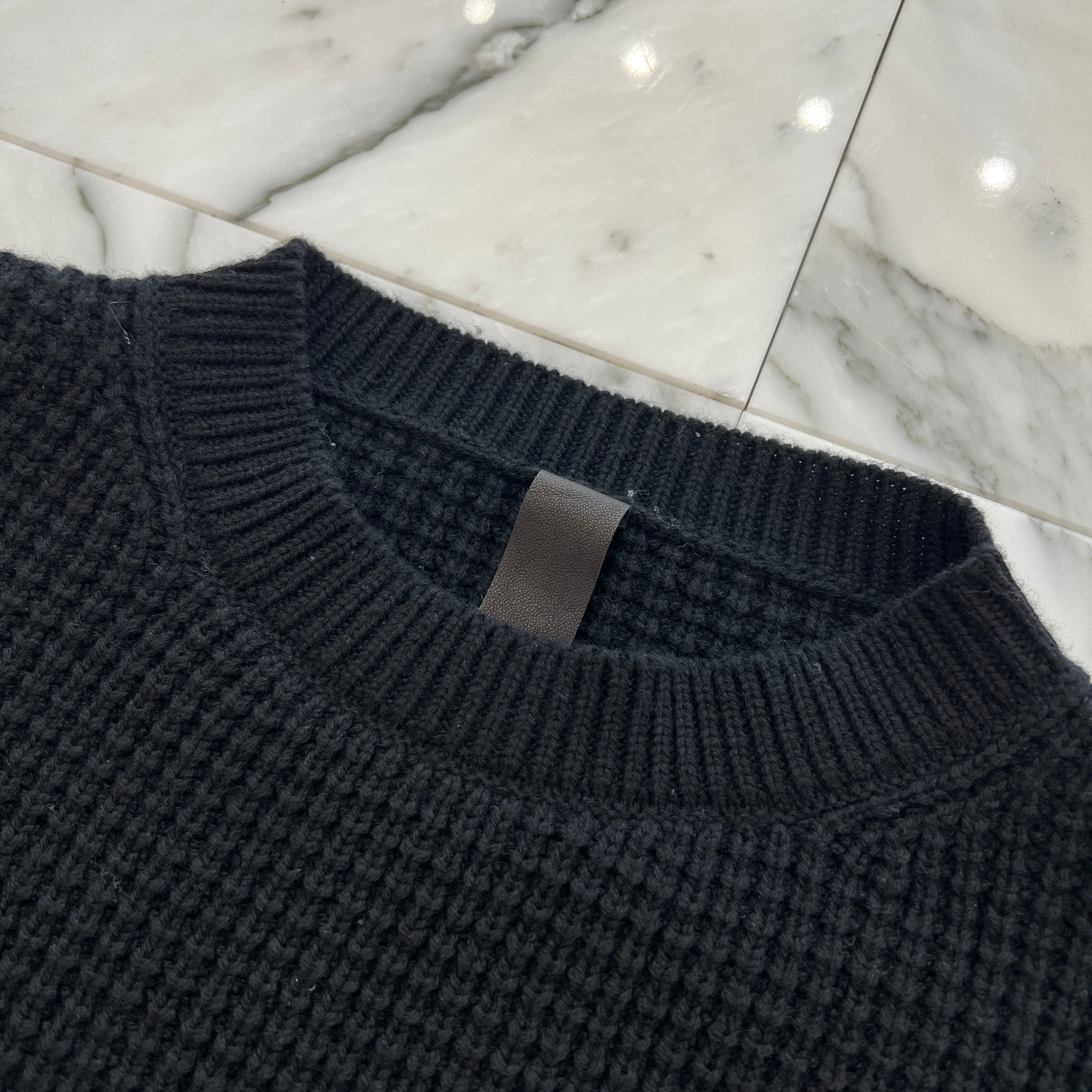 CHROME HEARTS Y NOT Arm Leather Cross Patch Cashmere Knit Sweater Size L クロムハーツ ワイノット 袖レザークロスパッチ カシミヤ ニットセーター サイズL