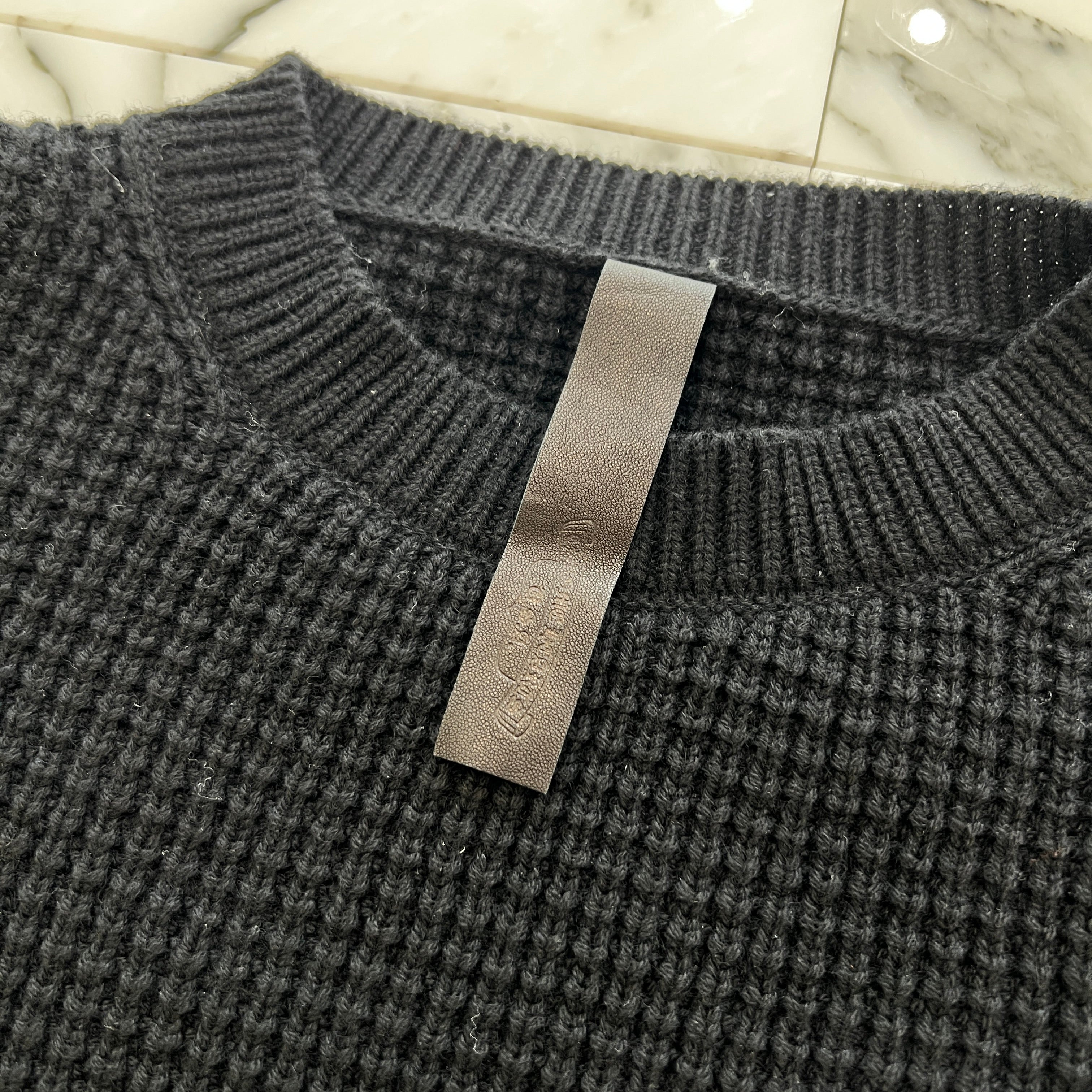 CHROME HEARTS Y NOT Arm Leather Cross Patch Cashmere Knit Sweater Size L クロムハーツ ワイノット 袖レザークロスパッチ カシミヤ ニットセーター サイズL