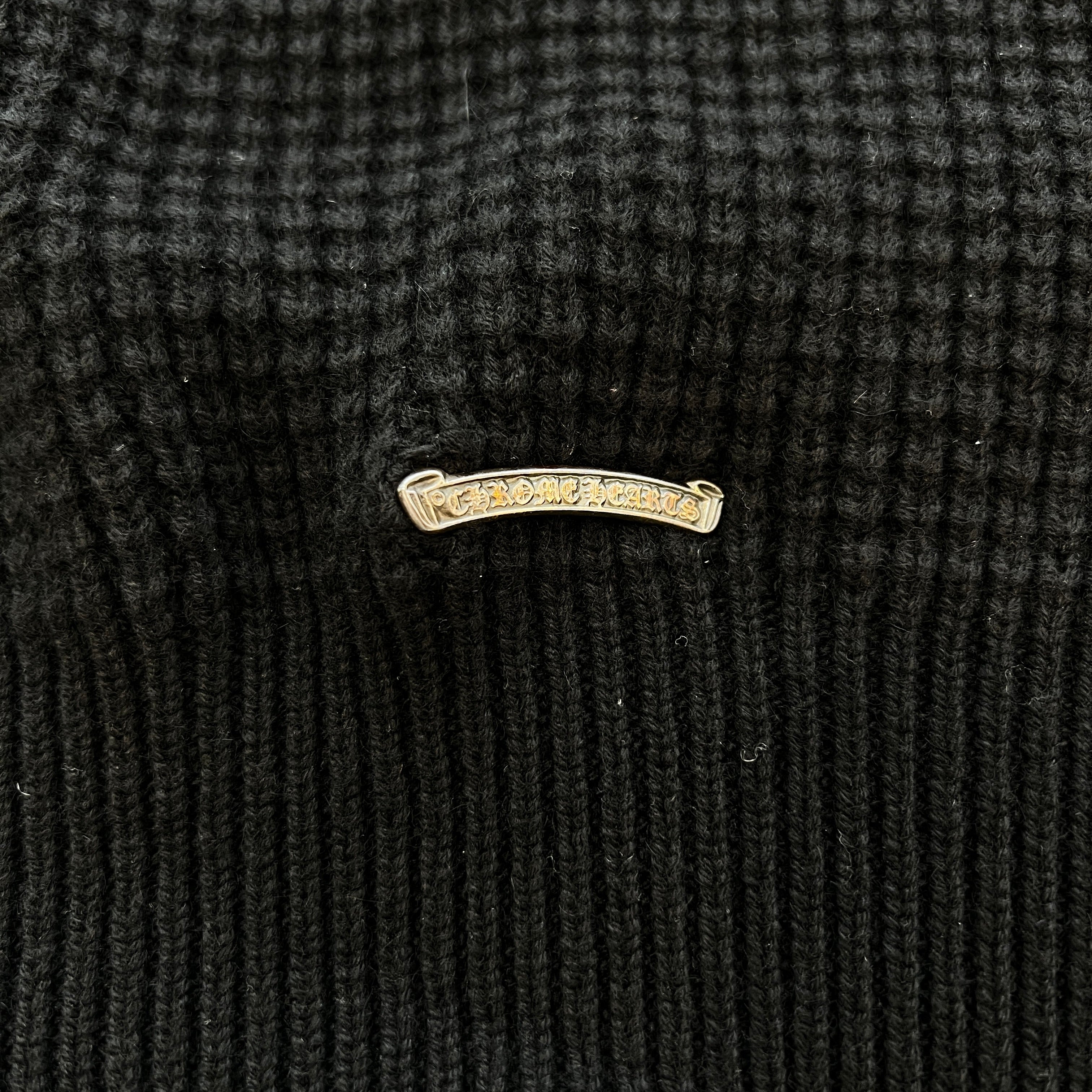 CHROME HEARTS Y NOT Arm Leather Cross Patch Cashmere Knit Sweater Size L クロムハーツ ワイノット 袖レザークロスパッチ カシミヤ ニットセーター サイズL