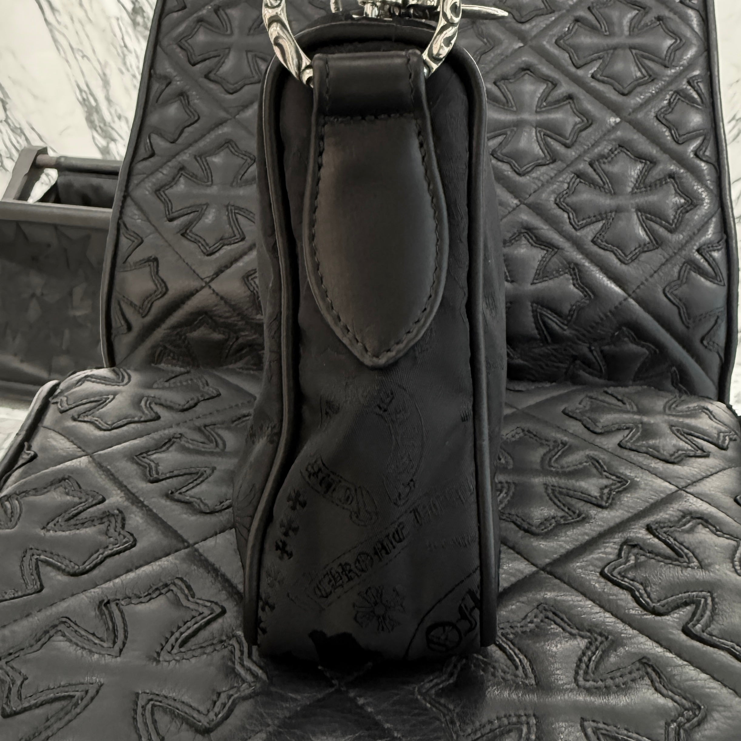 CHROME HEARTS Stencil Pattern CHICKEN NUGGET Small Nylon Leather Shoulder Bag クロムハーツ ステンシル柄 チキンナゲット スモール ナイロンレザー切替 ショルダーバッグ