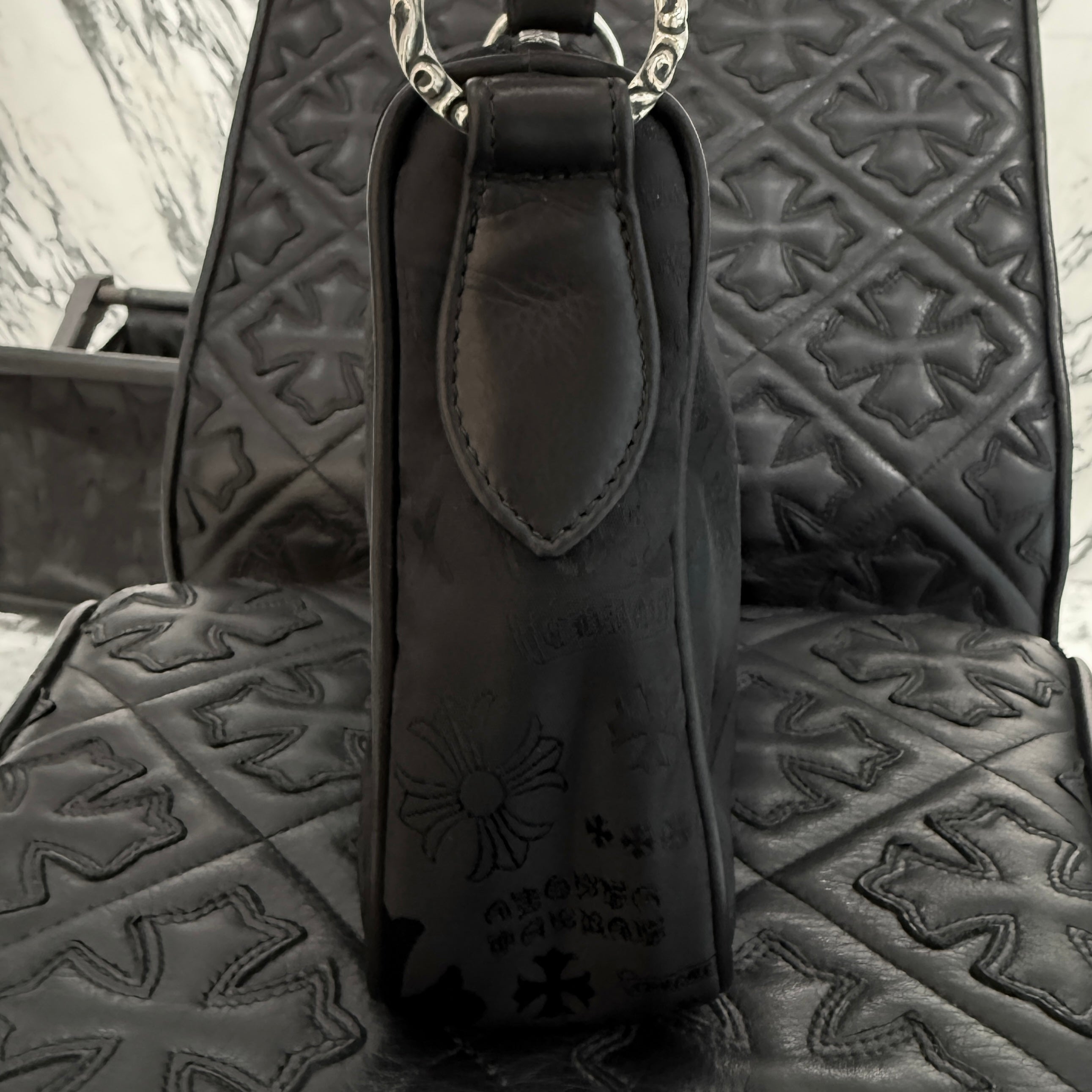 CHROME HEARTS Stencil Pattern CHICKEN NUGGET Small Nylon Leather Shoulder Bag クロムハーツ ステンシル柄 チキンナゲット スモール ナイロンレザー切替 ショルダーバッグ