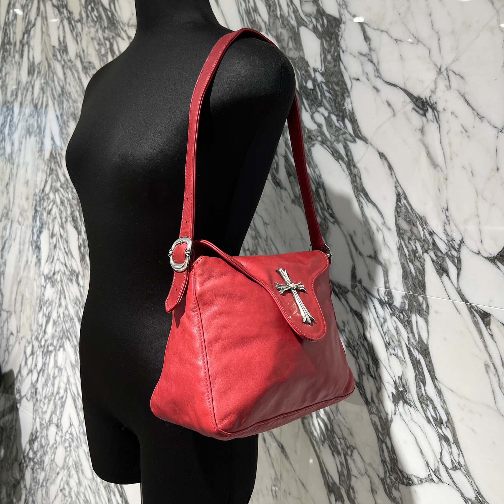 CHROME HEARTS Large Cross Rivet Leather Flap Bag クロムハーツ ラージクロスリベット レザーフラップバッグ