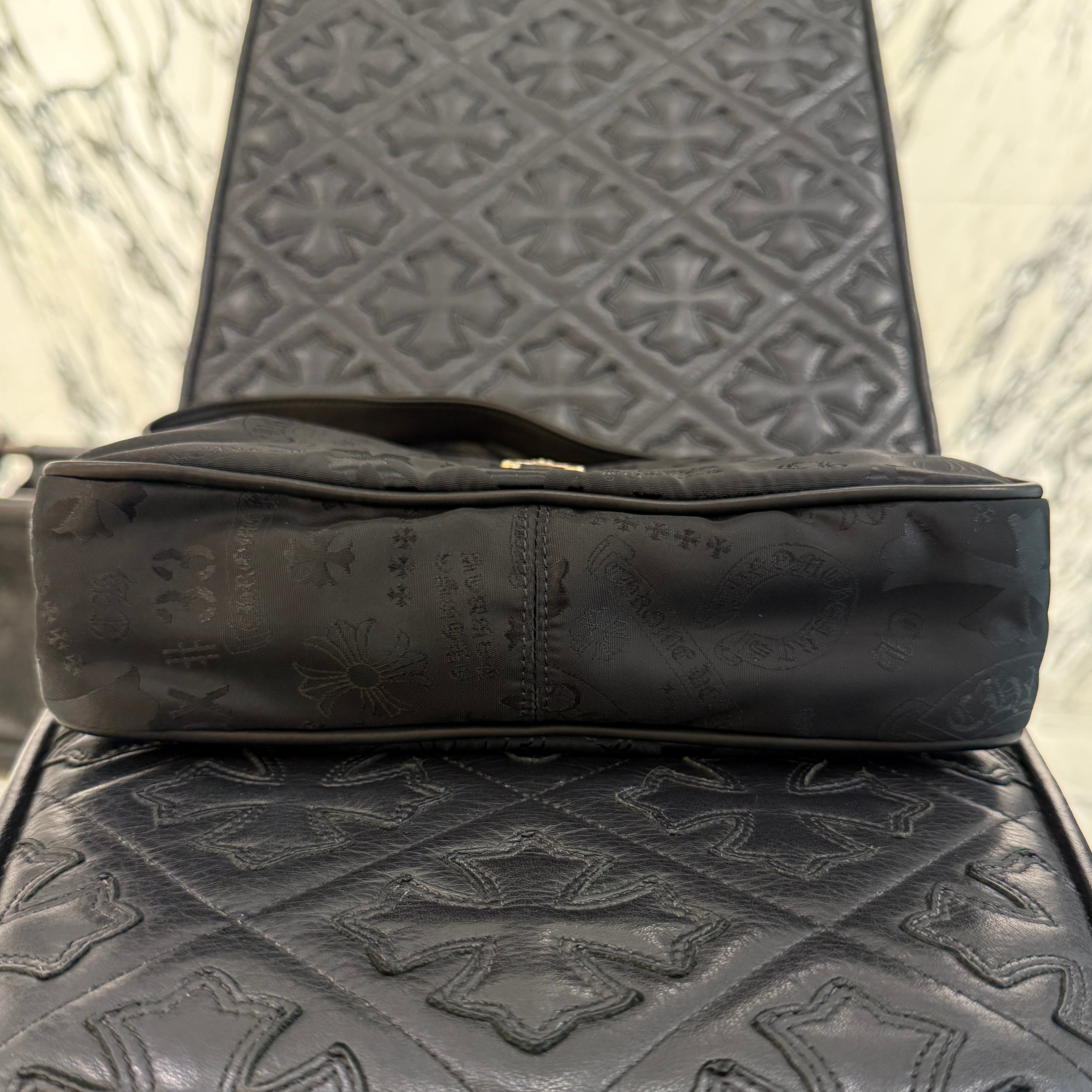 CHROME HEARTS Stencil Pattern CHICKEN NUGGET Small Nylon Leather Shoulder Bag クロムハーツ ステンシル柄 チキンナゲット スモール ナイロンレザー切替 ショルダーバッグ