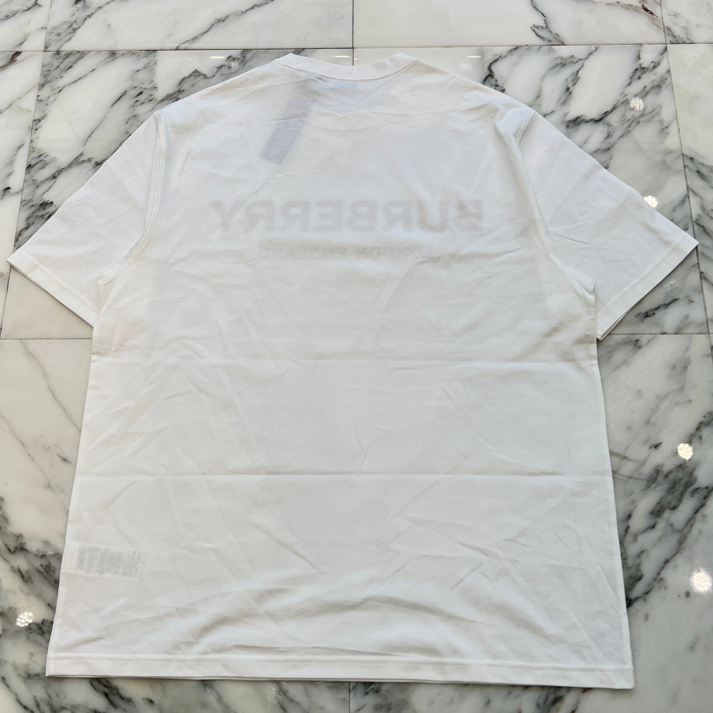 BURBERRY バーバリー ロゴ ラインストーン Tシャツ ホワイト BURBERRY - BURBERRY バーバリー ロゴ ラインストーン Tシャツ
