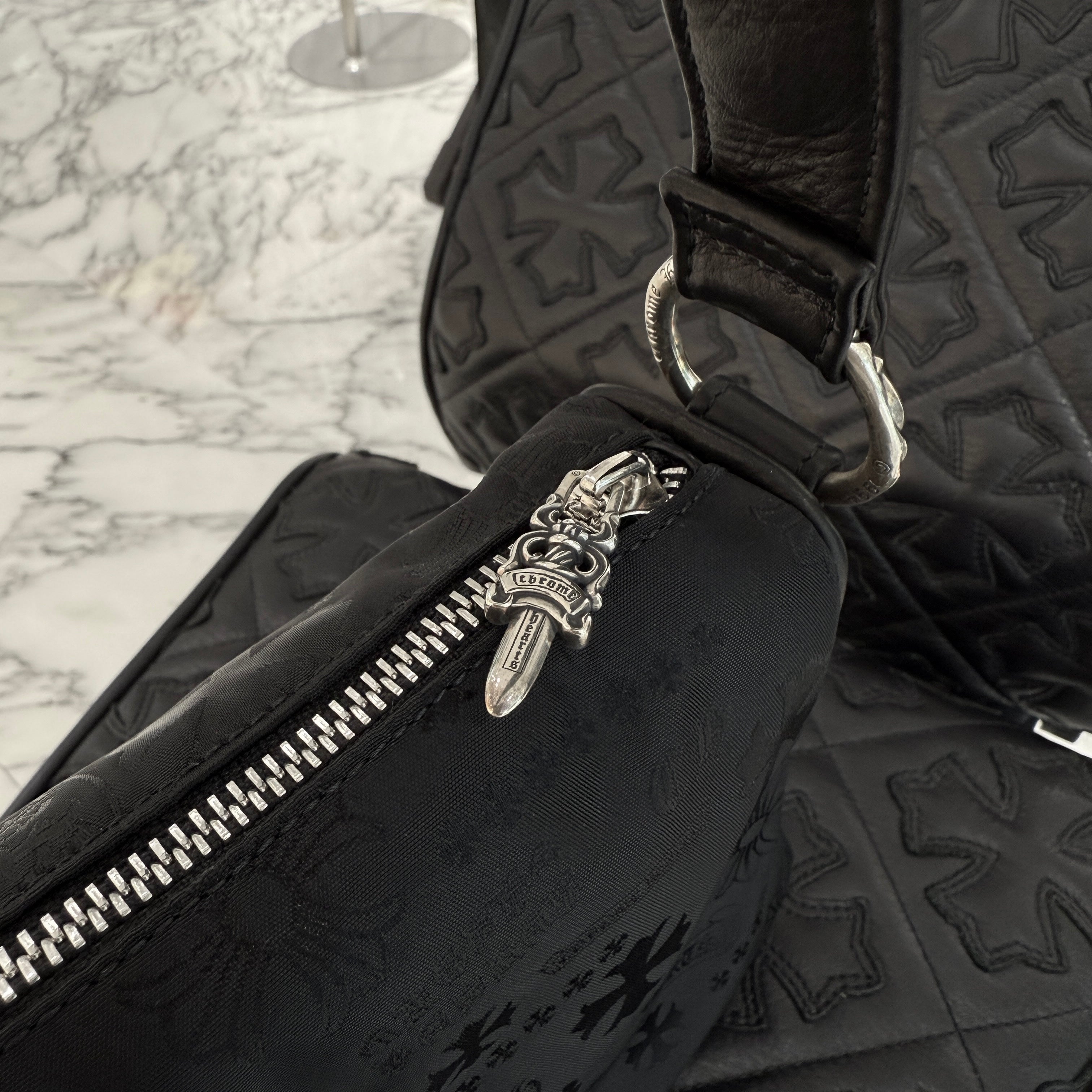 CHROME HEARTS Stencil Pattern CHICKEN NUGGET Small Nylon Leather Shoulder Bag クロムハーツ ステンシル柄 チキンナゲット スモール ナイロンレザー切替 ショルダーバッグ