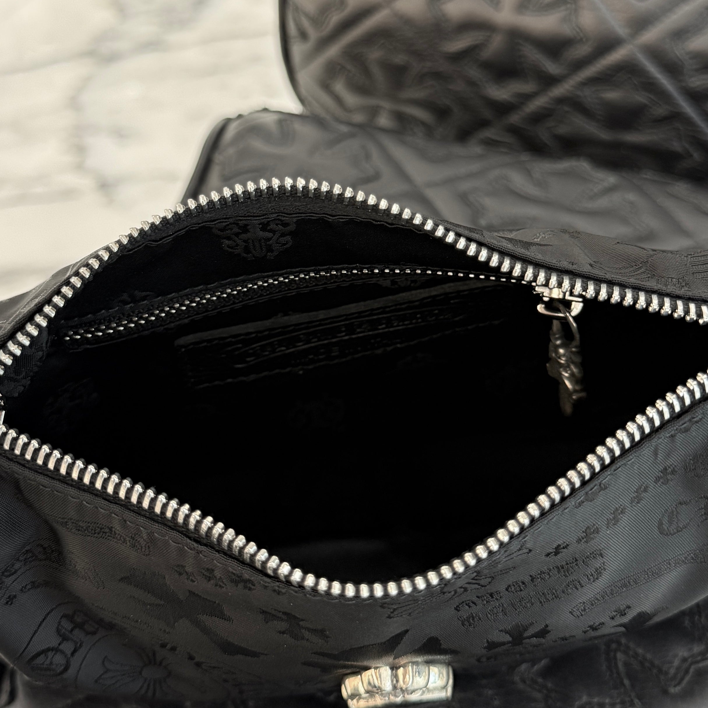 CHROME HEARTS Stencil Pattern CHICKEN NUGGET Small Nylon Leather Shoulder Bag クロムハーツ ステンシル柄 チキンナゲット スモール ナイロンレザー切替 ショルダーバッグ