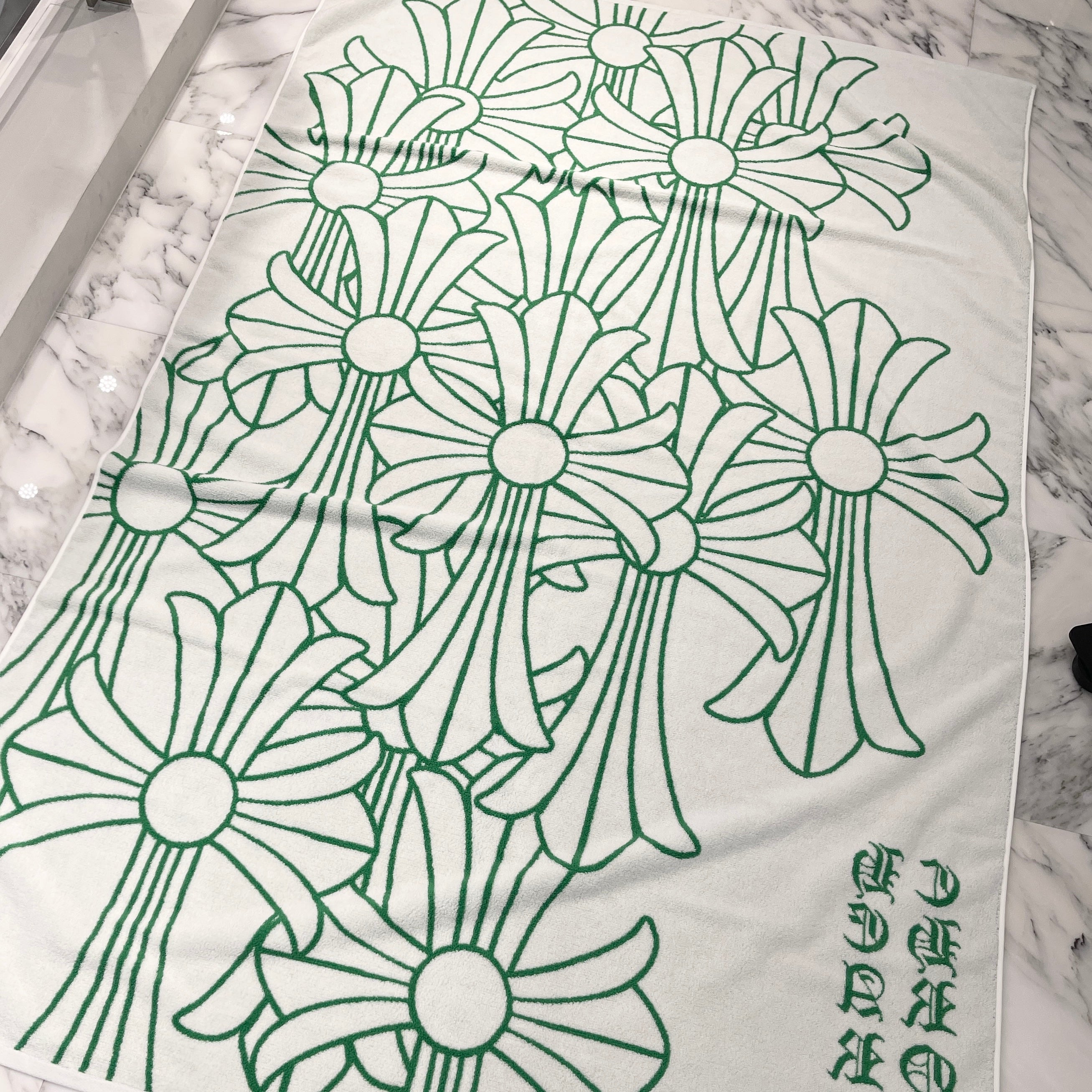 CHROME HEARTS Cemetery Cross Jacquard Beach Towel クロムハーツ セメタリークロス ジャカード ビーチタオル